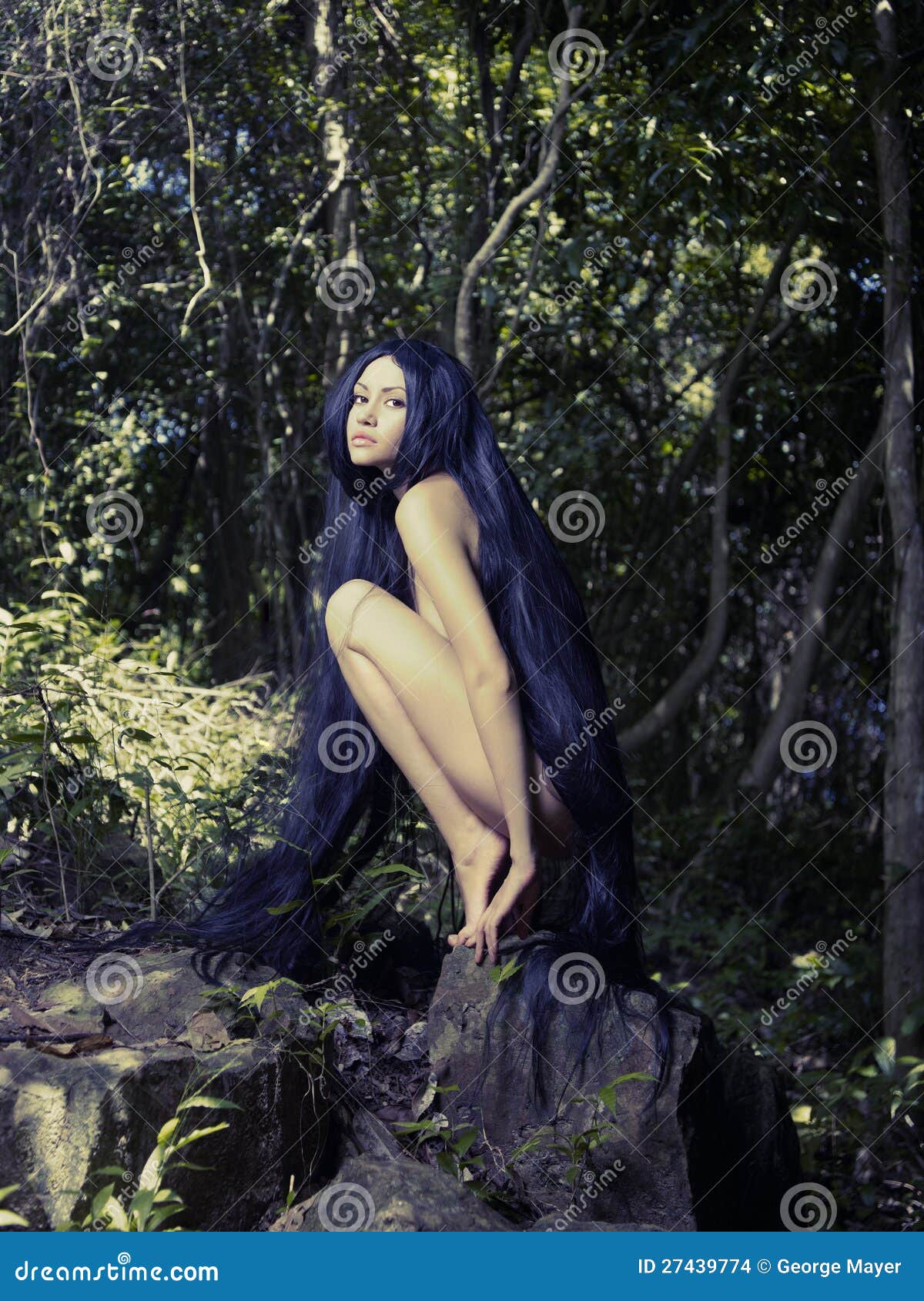 Beautiful Nude Lady in the Rainforest Stock Photo - Image of naked