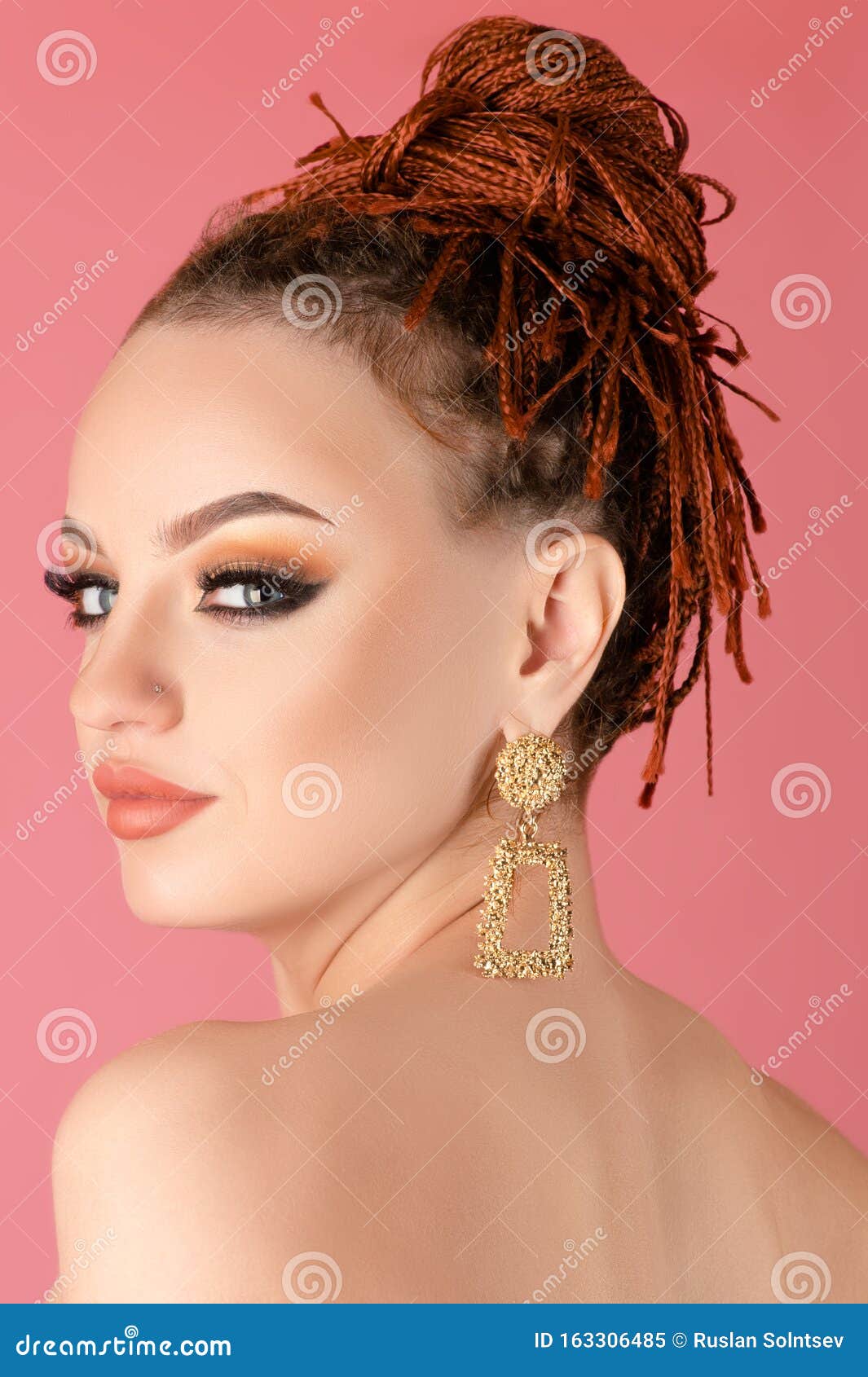 Portrait Of Beautiful Woman With Nude Makeup Stock Image 