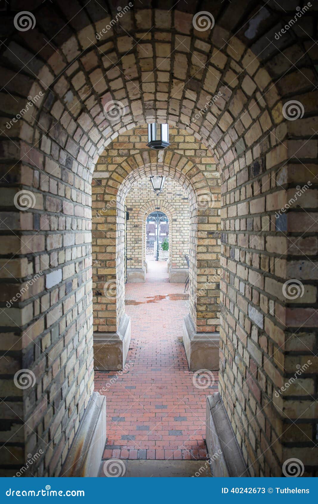 Beautiful Old Brick Arch Tunnel Stock Image Image of building, floor