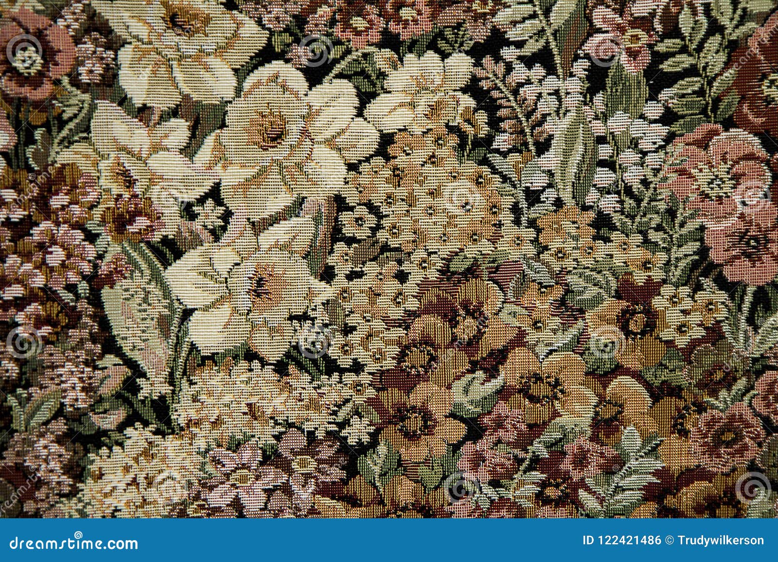 Vintage Floral Tapestry Close-up Pattern Stock Photo - Image of