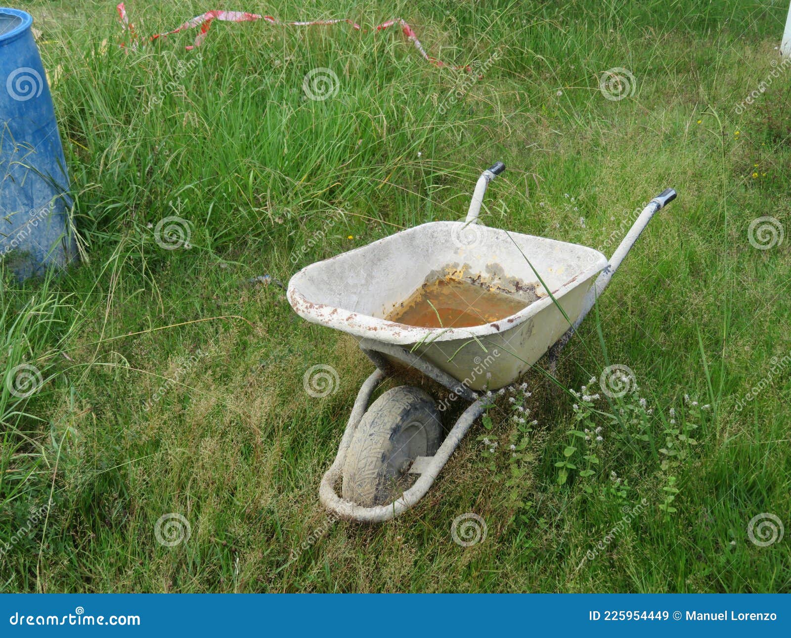 beautiful old wheelbarrow worked old rusty transport