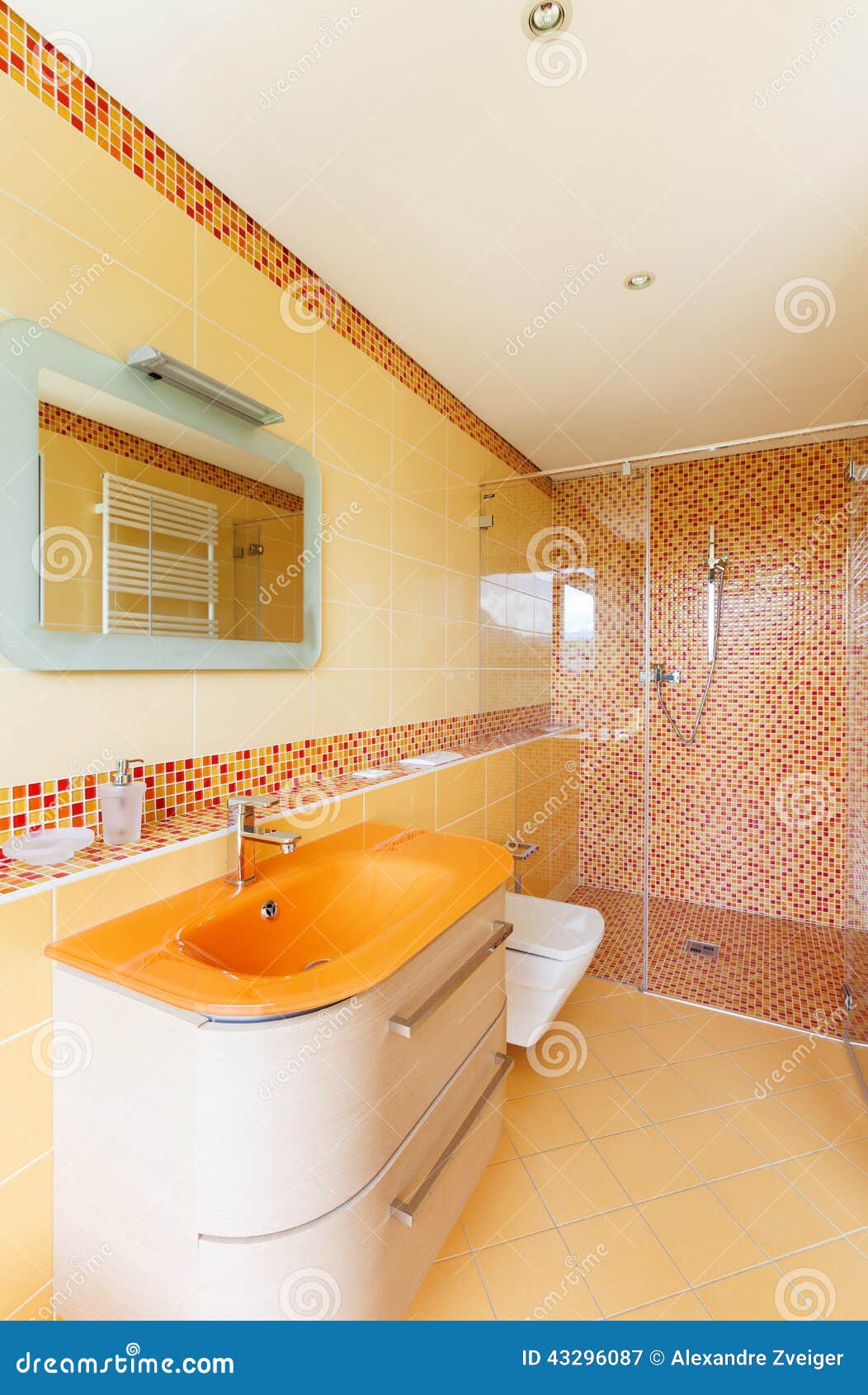 Beautiful orange bathroom stock image. Image of color 43296087