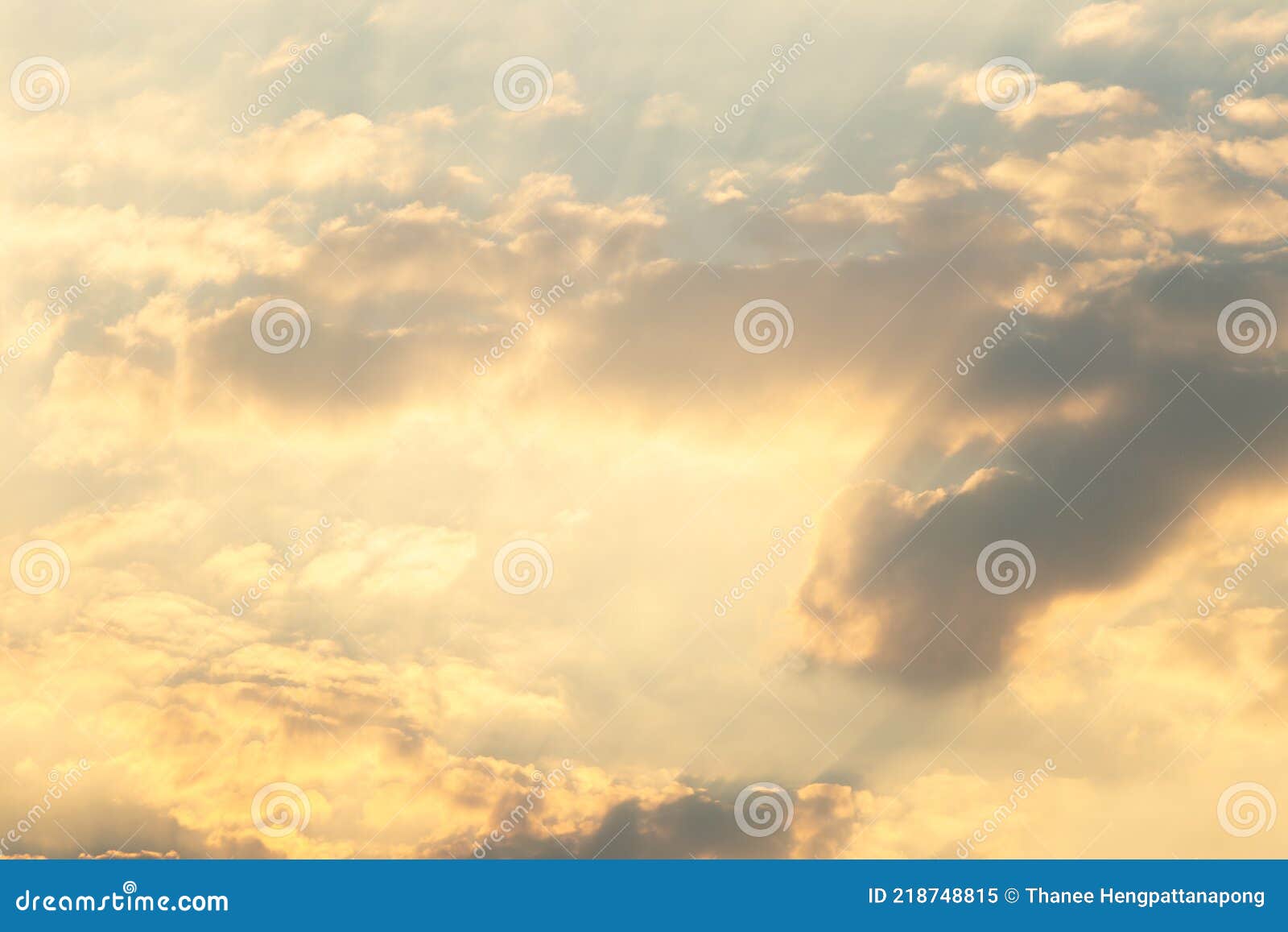 Beautiful Orange Light Sky with Cloud Background from Sunset Stock