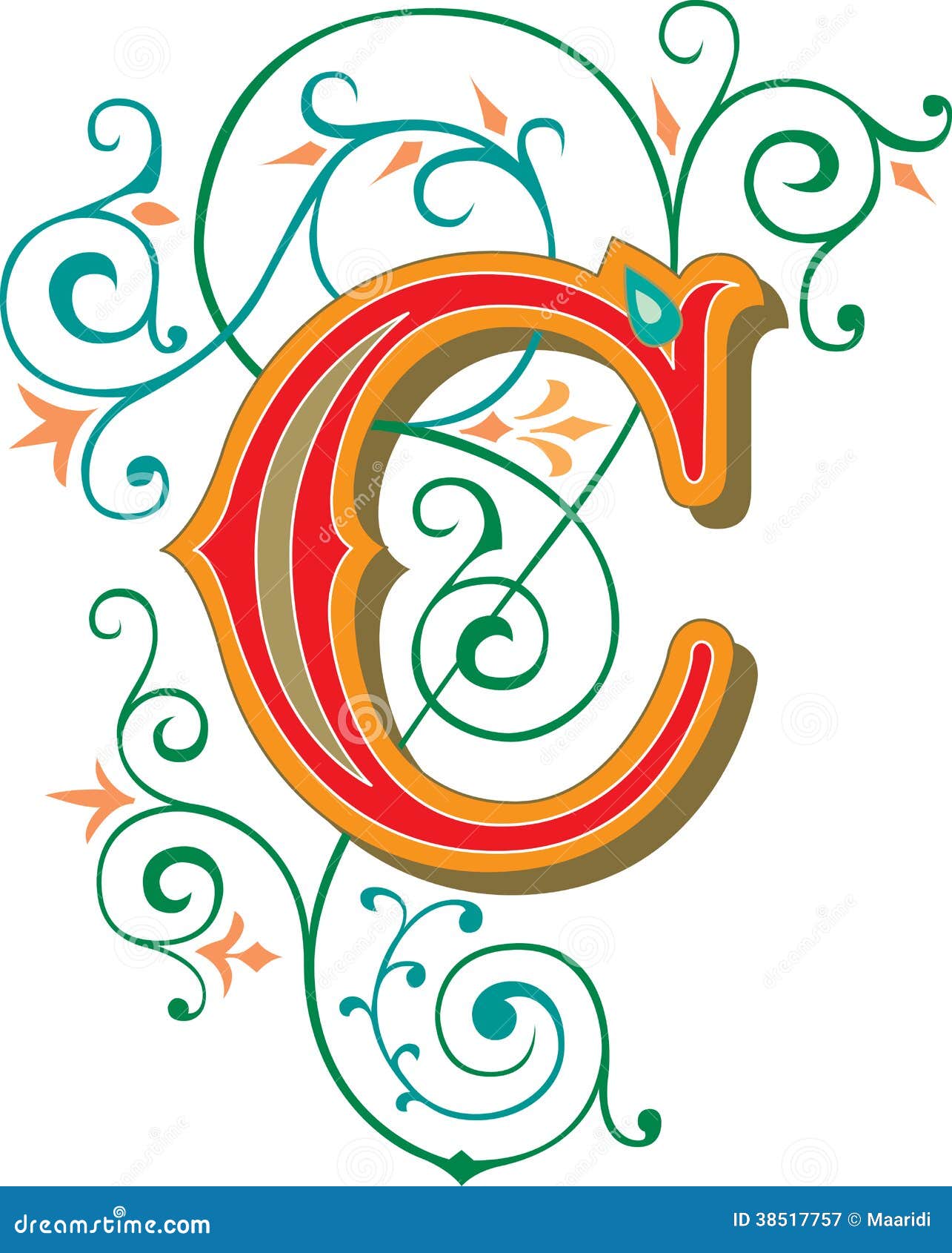 Beautiful Ornament, Letter C Stock Vector - Image: 38517757