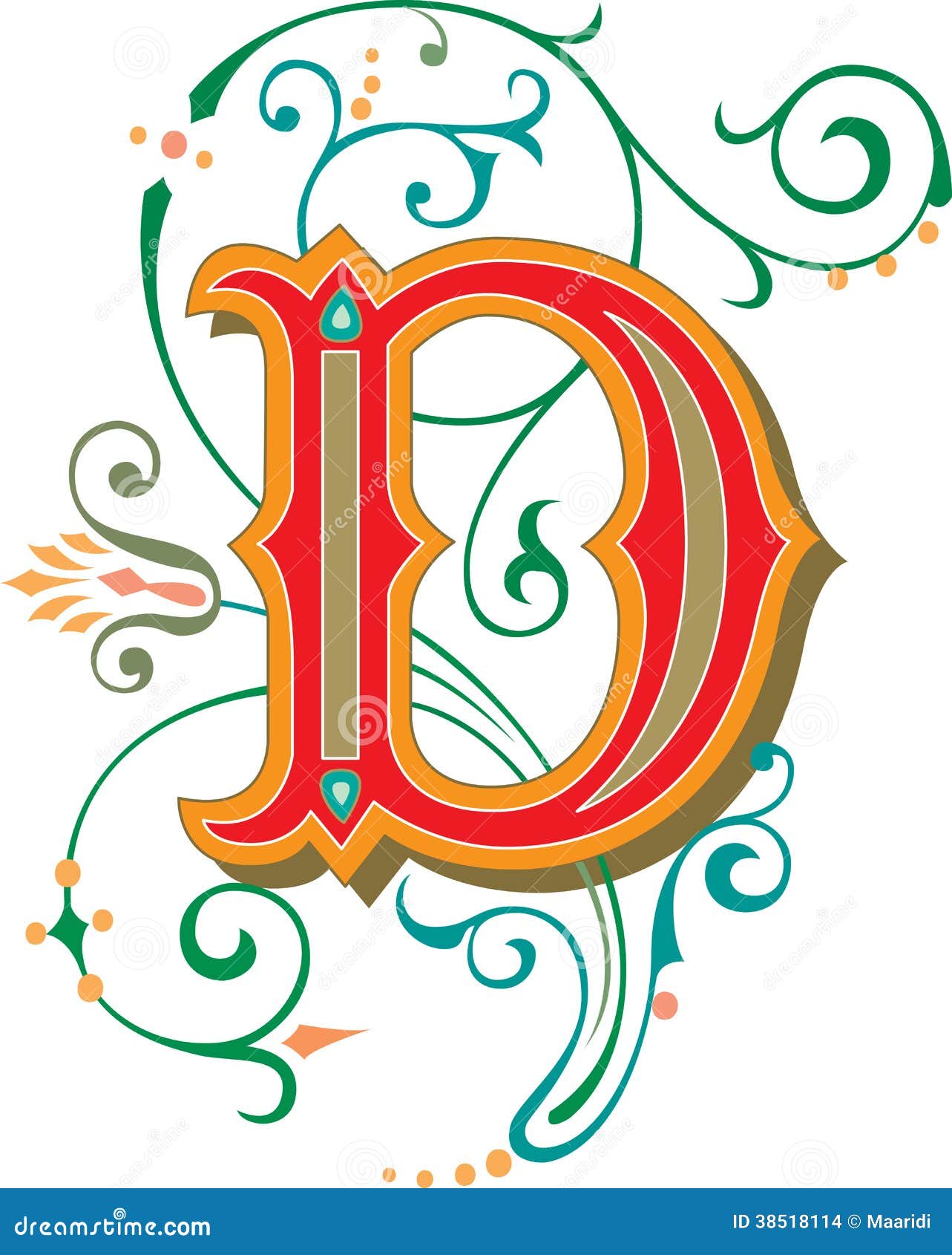 Beautiful Ornament, Letter D Stock Vector - Illustration of graphic ...