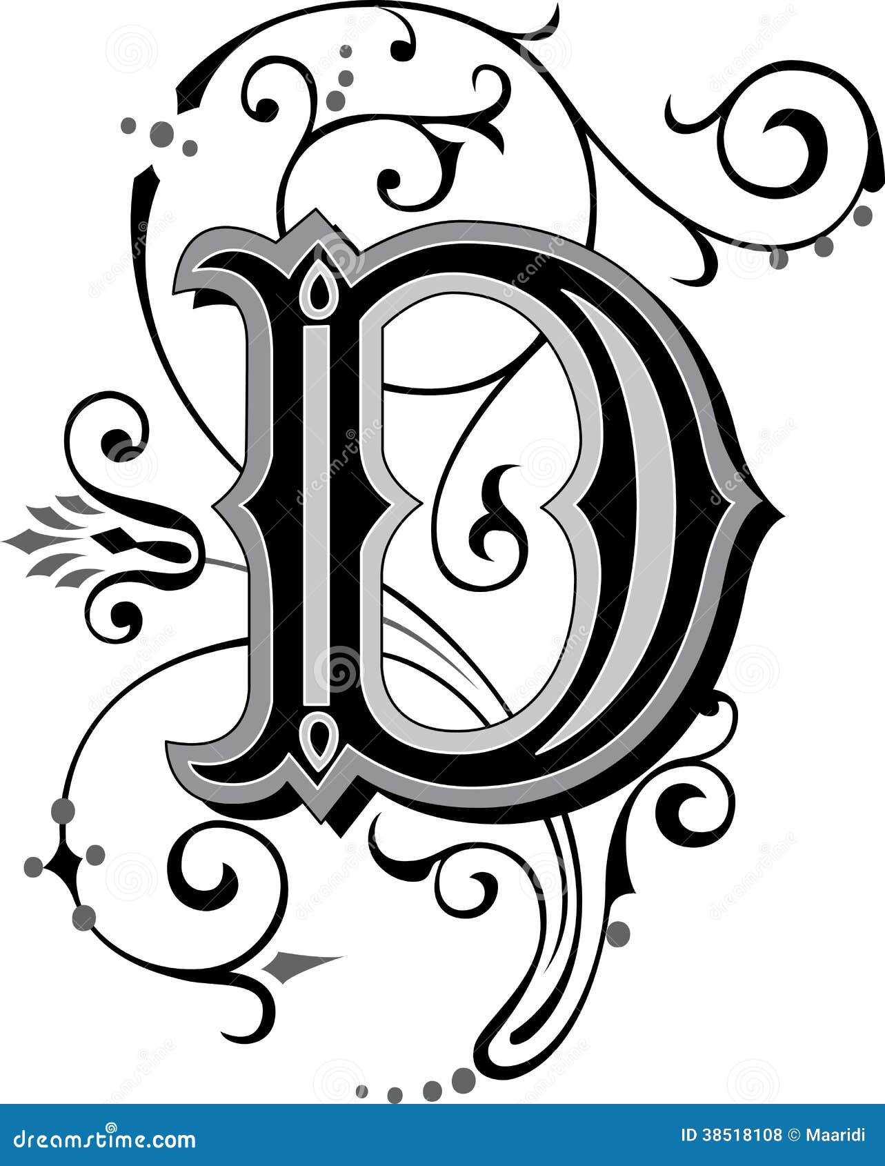 Beautiful Ornament Letter D Stock Vector Illustration Of