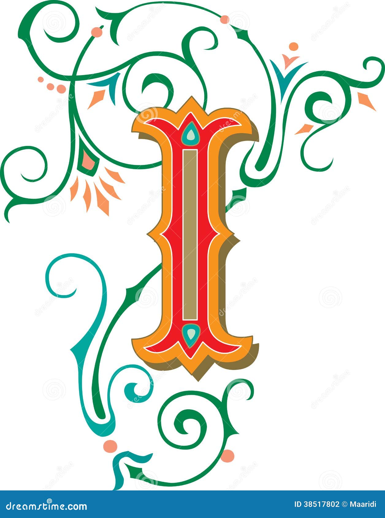 Beautiful Ornament, Letter I Stock Vector - Image: 38517802