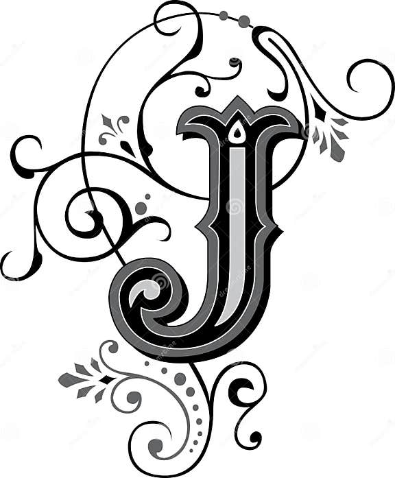 Beautiful Ornament, Letter J Stock Vector - Illustration of leaf ...