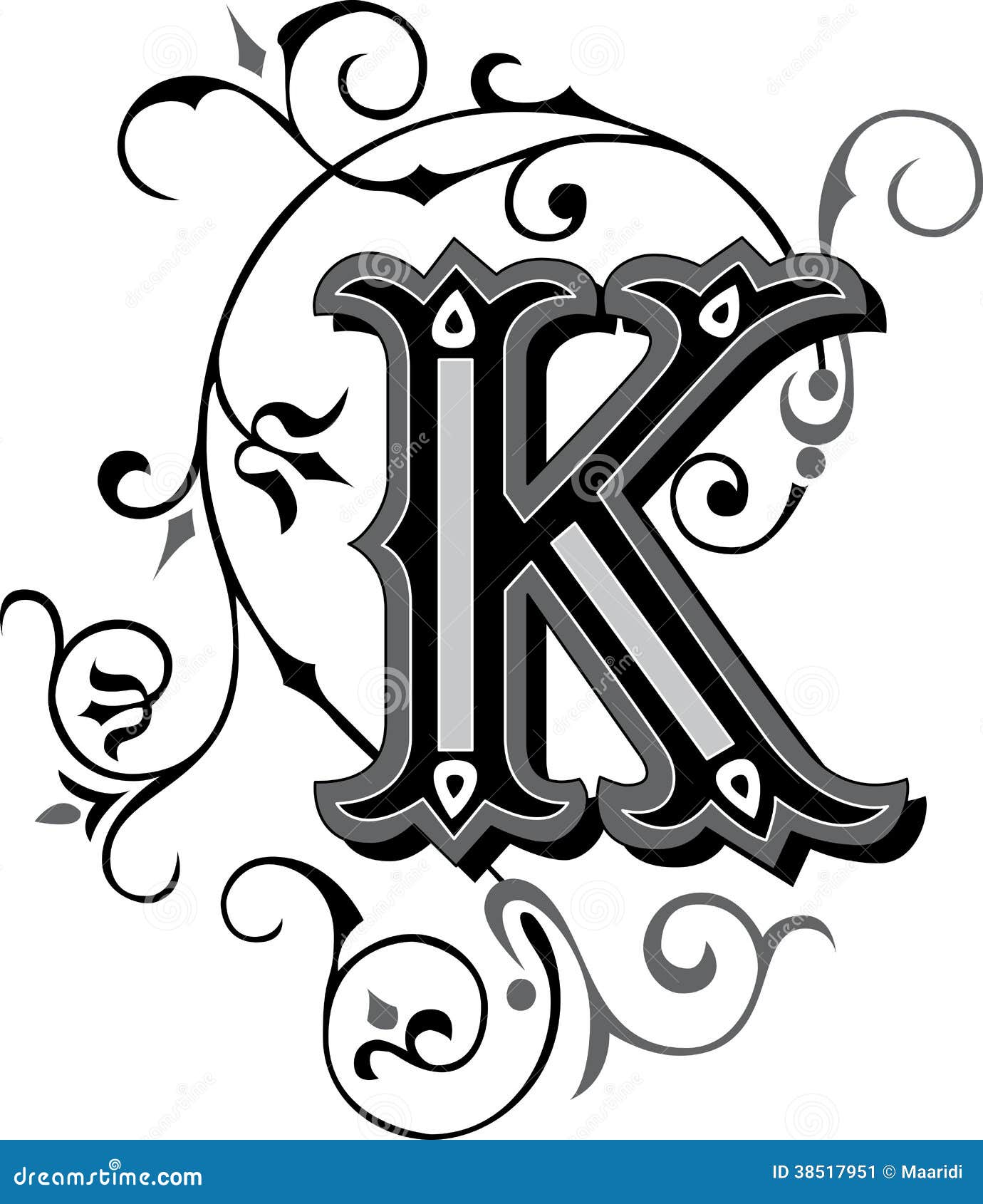 Beautiful Ornament, Letter K Stock Vector - Illustration of ...