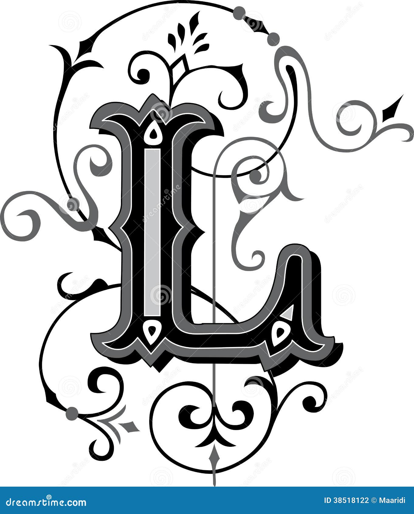 Beautiful Ornament, Letter L Stock Vector - Illustration: 38518122