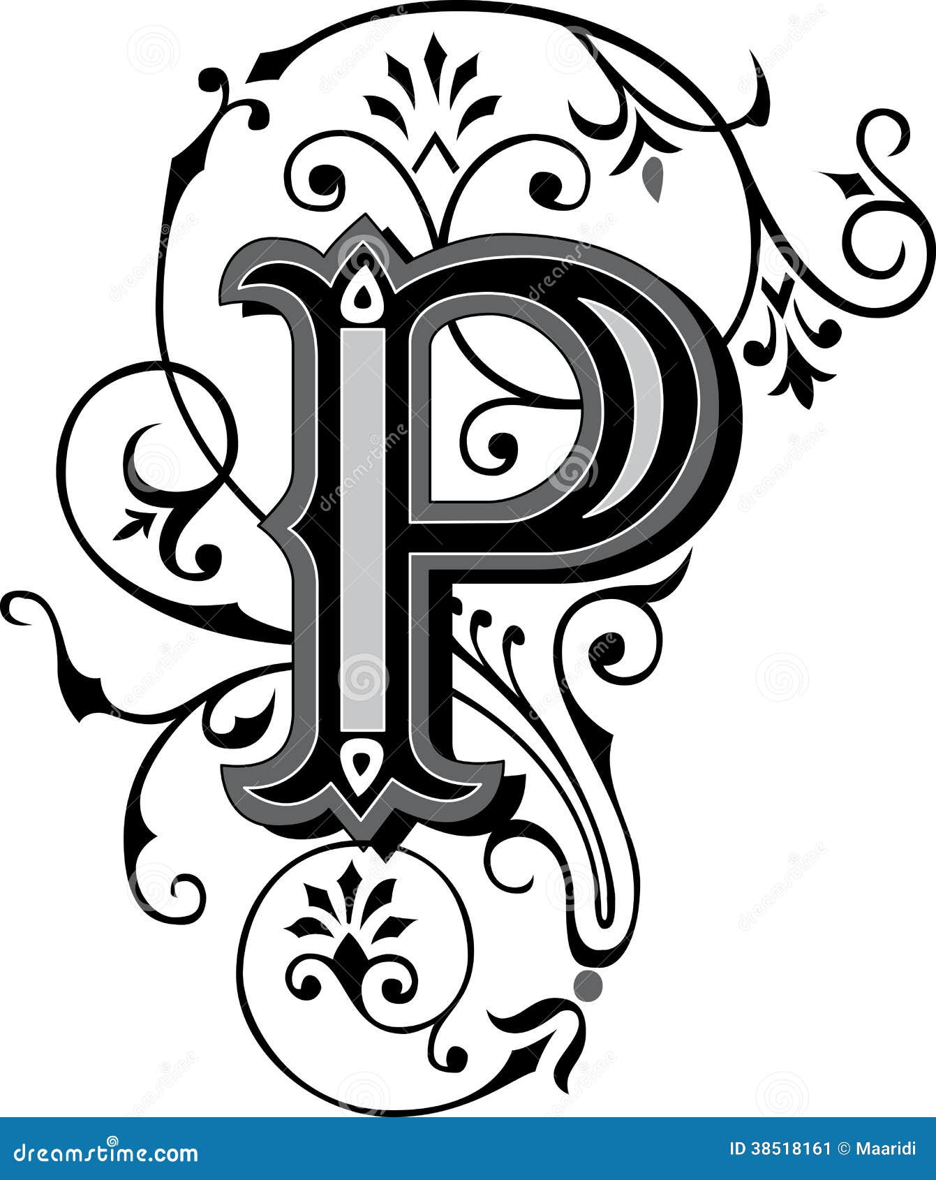 Beautiful Ornament, Letter P Stock Vector - Illustration of love ...