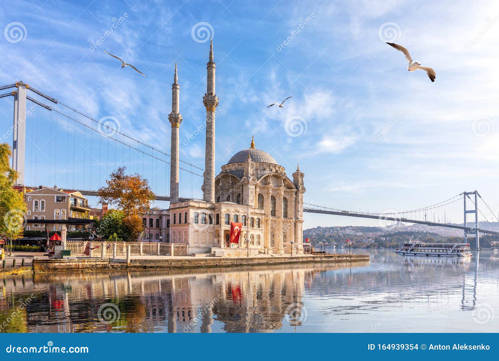 beautiful ortakoy mosque and the bosporus, istanbul, turkey