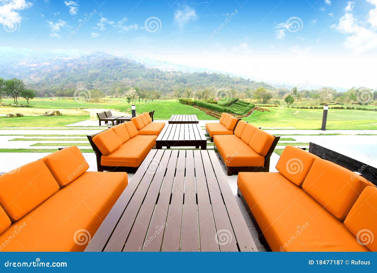 Beautiful Outdoor Space with a Table and Chairs Stock Image Image of luxury, country 18477187