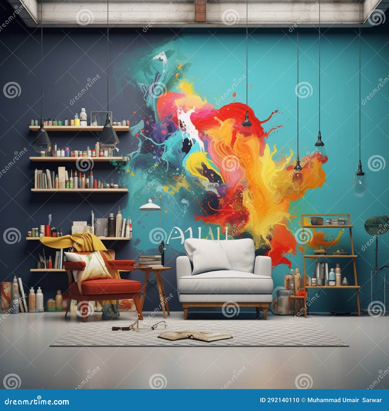 Beautiful Painting Room Generated By Ai Tool Stock Illustration Illustration Of Mural