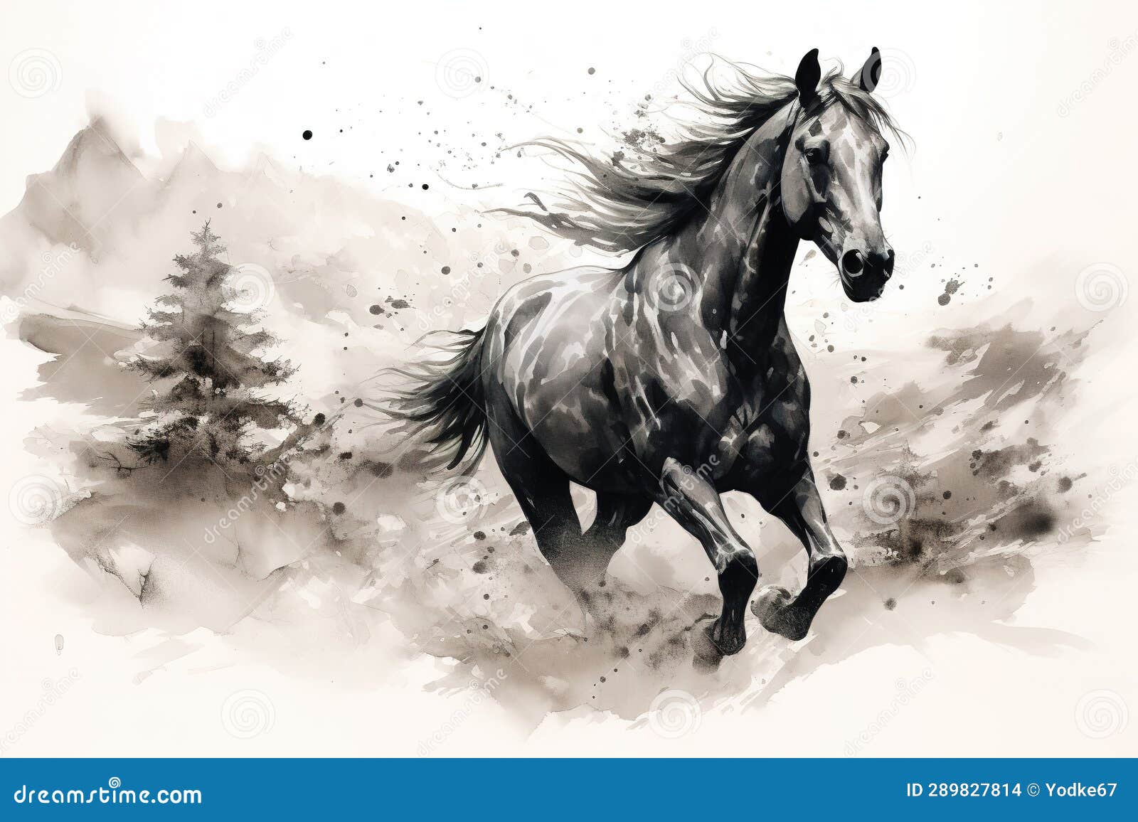 beautiful painting of a running horse. wildlife animals. , generative ai