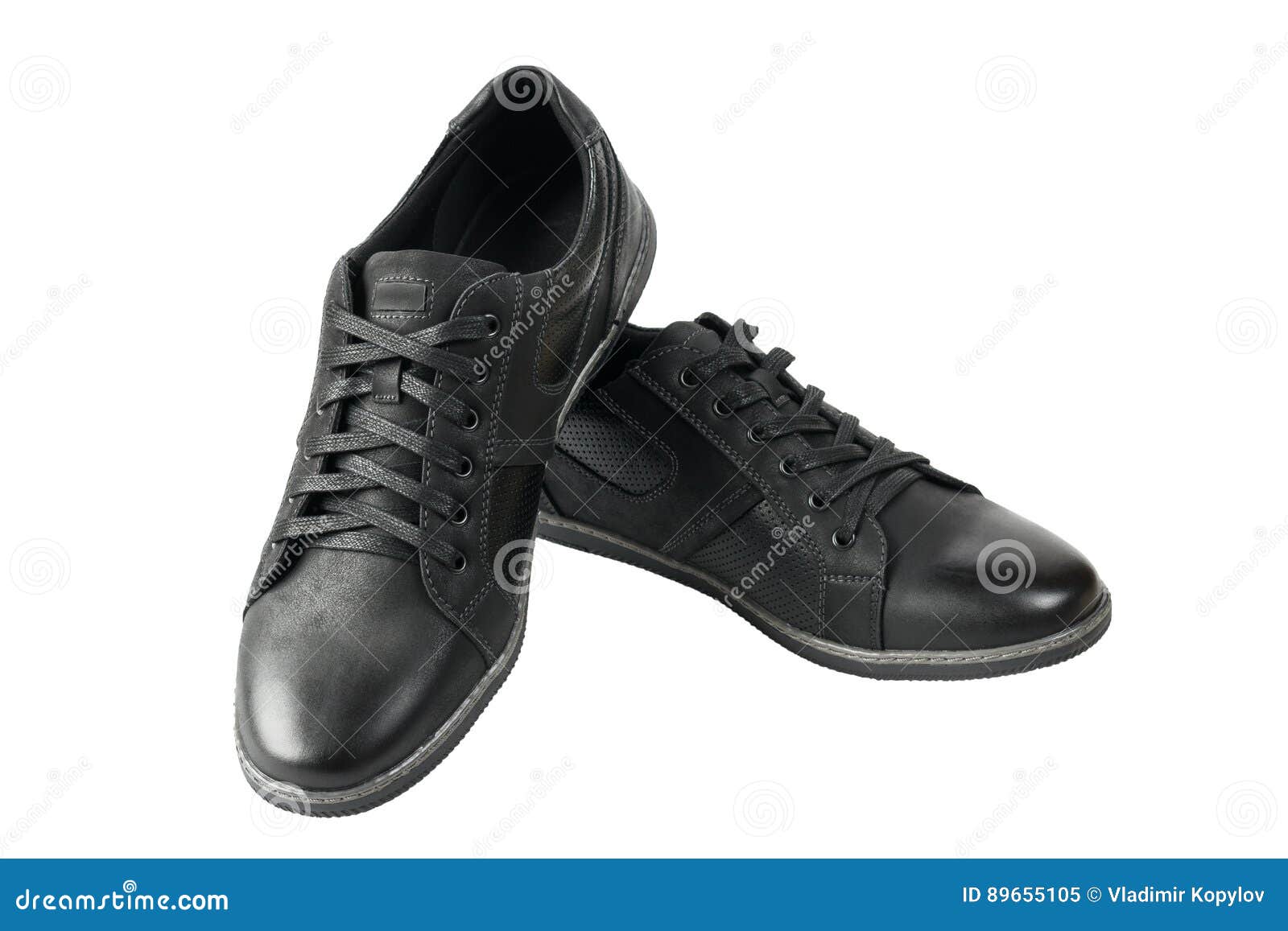 Beautiful Pair of Black Mens Sport Shoes Isolated on White Background ...