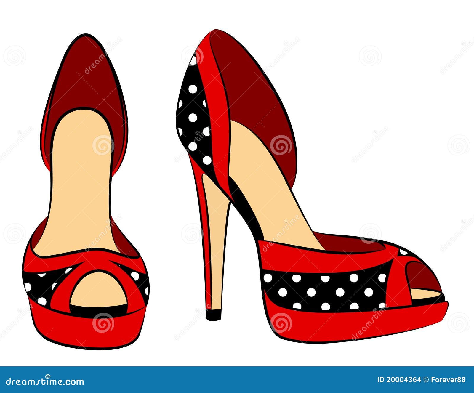 Beautiful Pair of Shoes with High Heel Stock Vector Illustration of