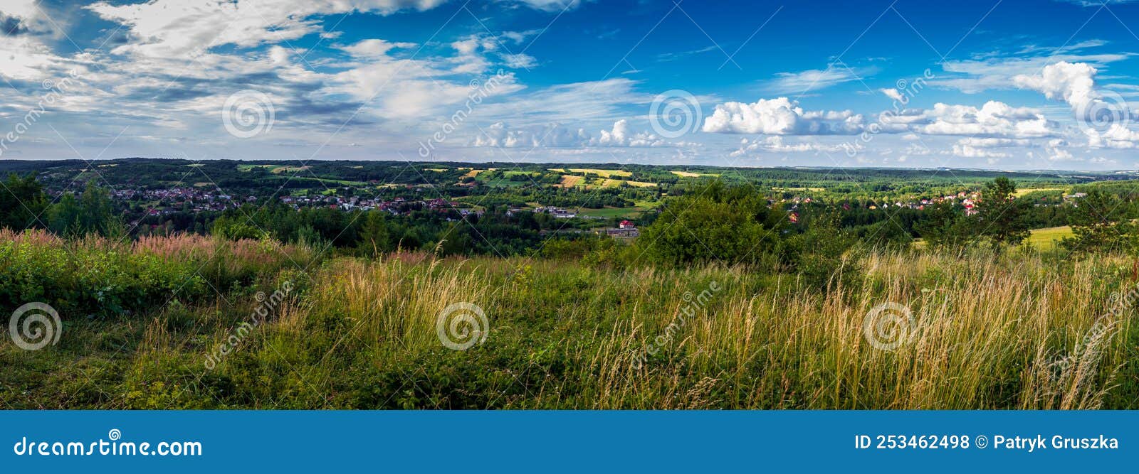 beautiful panorama of the hills, forests, meadows. roztocze regon. krasnobrÃÂ³d, poland