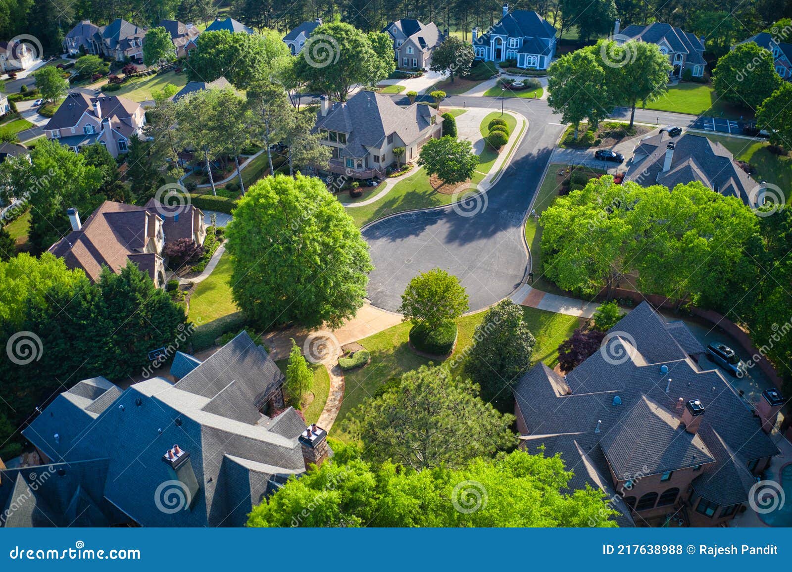 aerial view of an upscale sub division in suburbs of usa