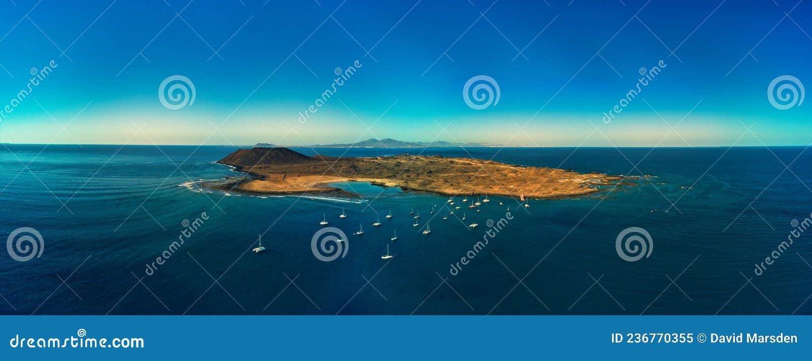 beautiful panoramic aerial view of lobos island isla de lobos fuerteventura