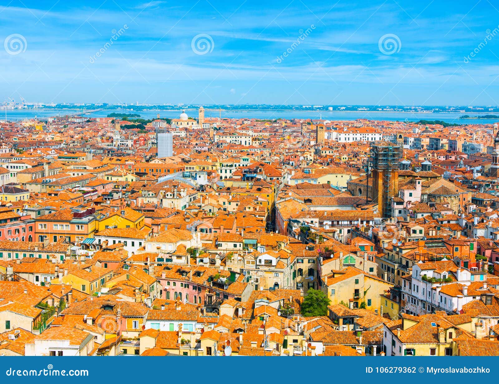 Beautiful panoramic landscape of San Marco - famous district with many landmarks in Venice, Italy