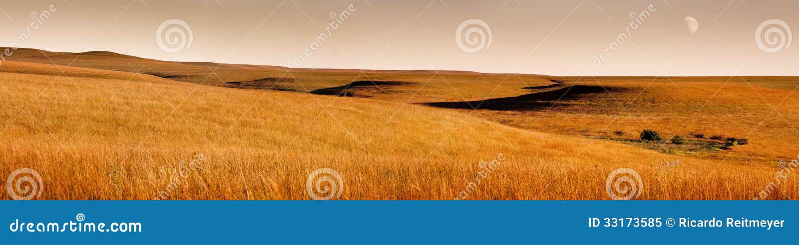 beautiful panoramic scene of golden sunrise kansas tallgrass prairie preserve