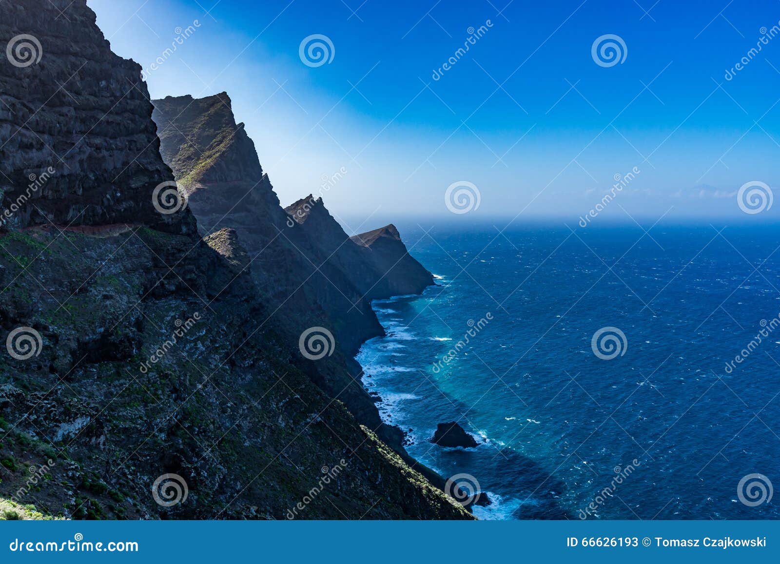 beautiful panoramic view of grand canary (gran canaria) coastline landscape from mirador de balcon viewpoint