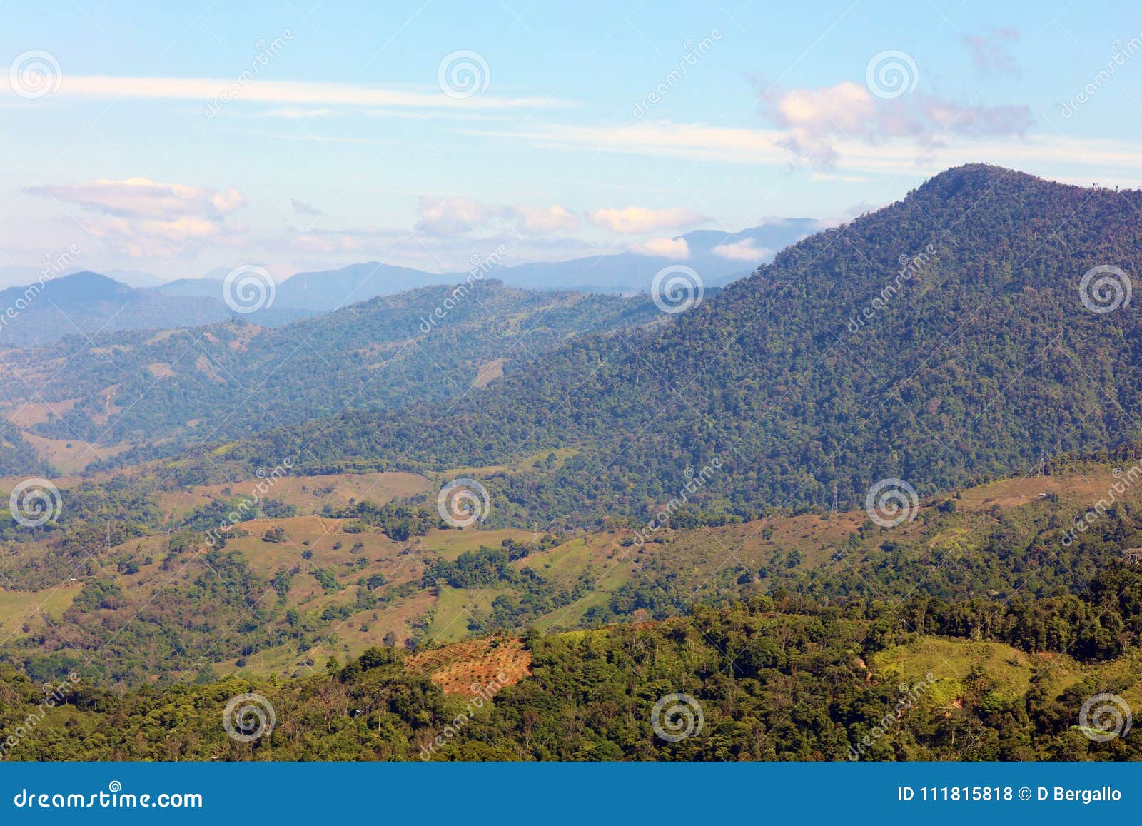 beautiful panoramic view of the mountains in costa rica with green jungle