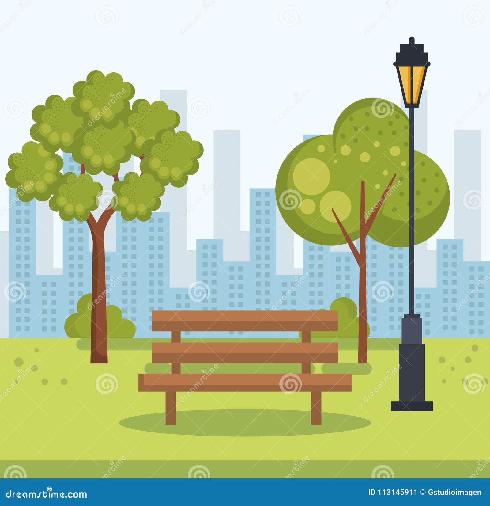 Beautiful Park Landscape Scene Stock Vector - Illustration of panorama ...