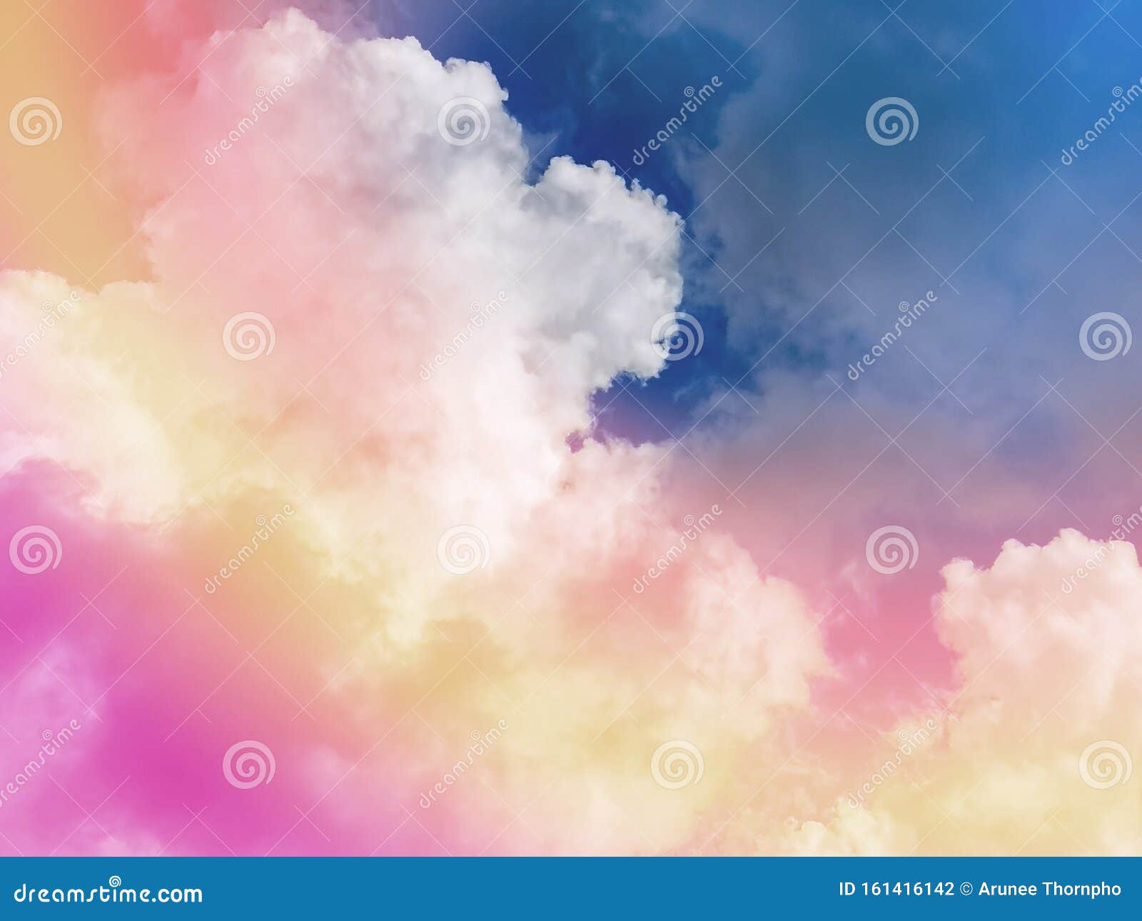 Beautiful Pastel Color with Rainbow Shade on White Fluffy Clouds, Colorful  Blue Sky on Background, Upward View and Copy Space Stock Photo - Image of  background, beautiful: 161416142