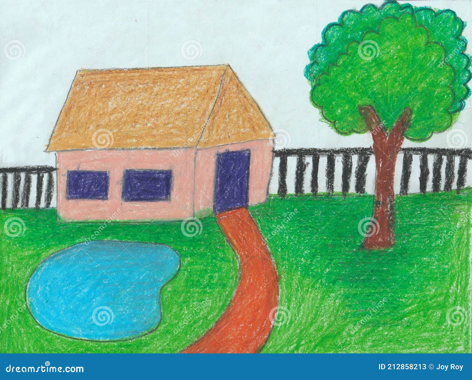 village drawing for kids