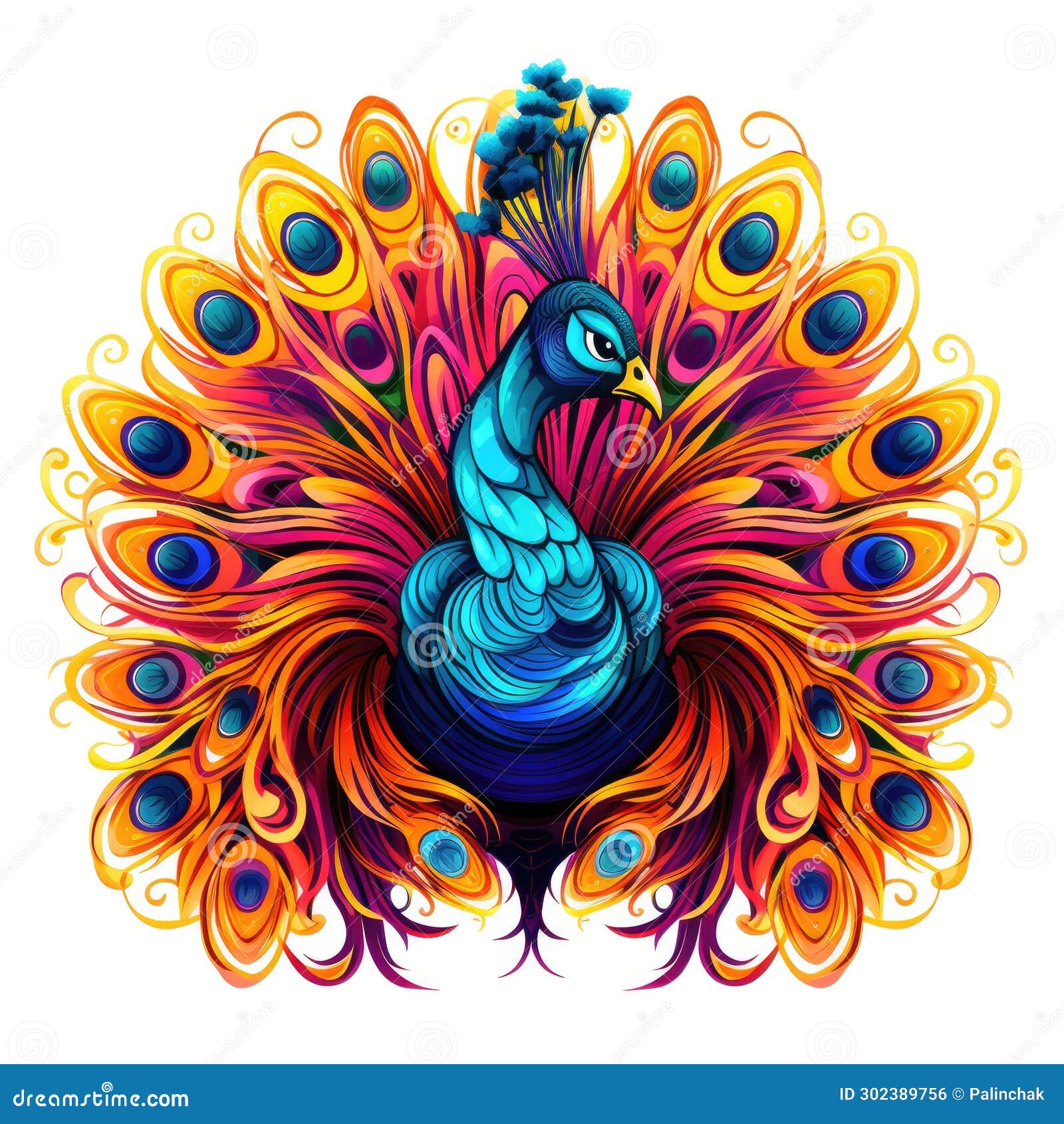 beautiful peacock. bbird with ornamental feathers, character of nature with decorative elegant plumage