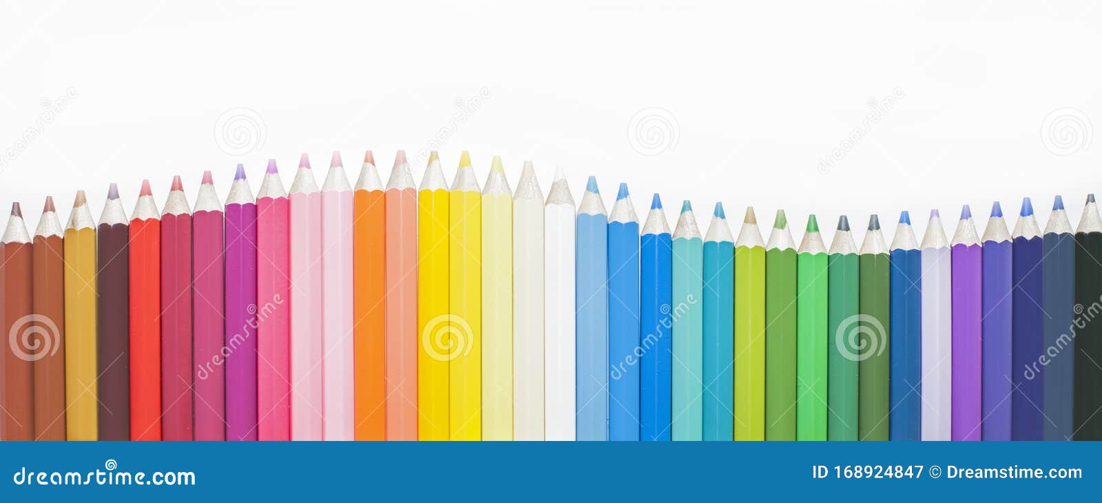 Beautiful Multi Colored Pencils Lined Up In A Row Blurred Background Stock Image Image Of Gradient Drawing