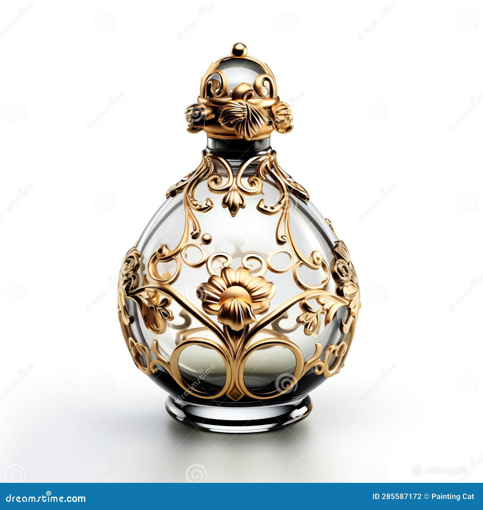 Beautiful Perfume Bottle Isolated on White Background Stock