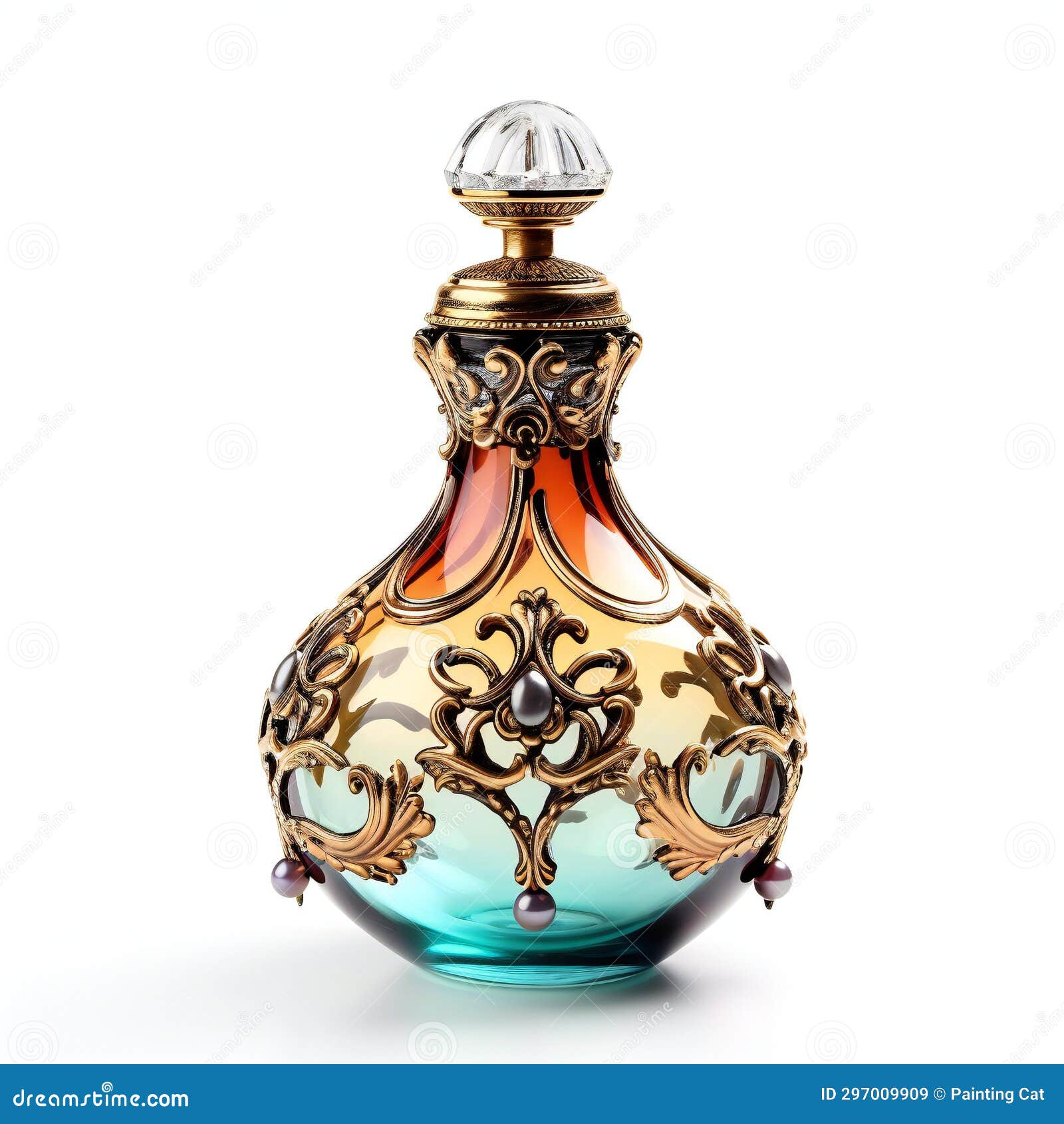 Beautiful Perfume Bottle Isolated on White Background Stock