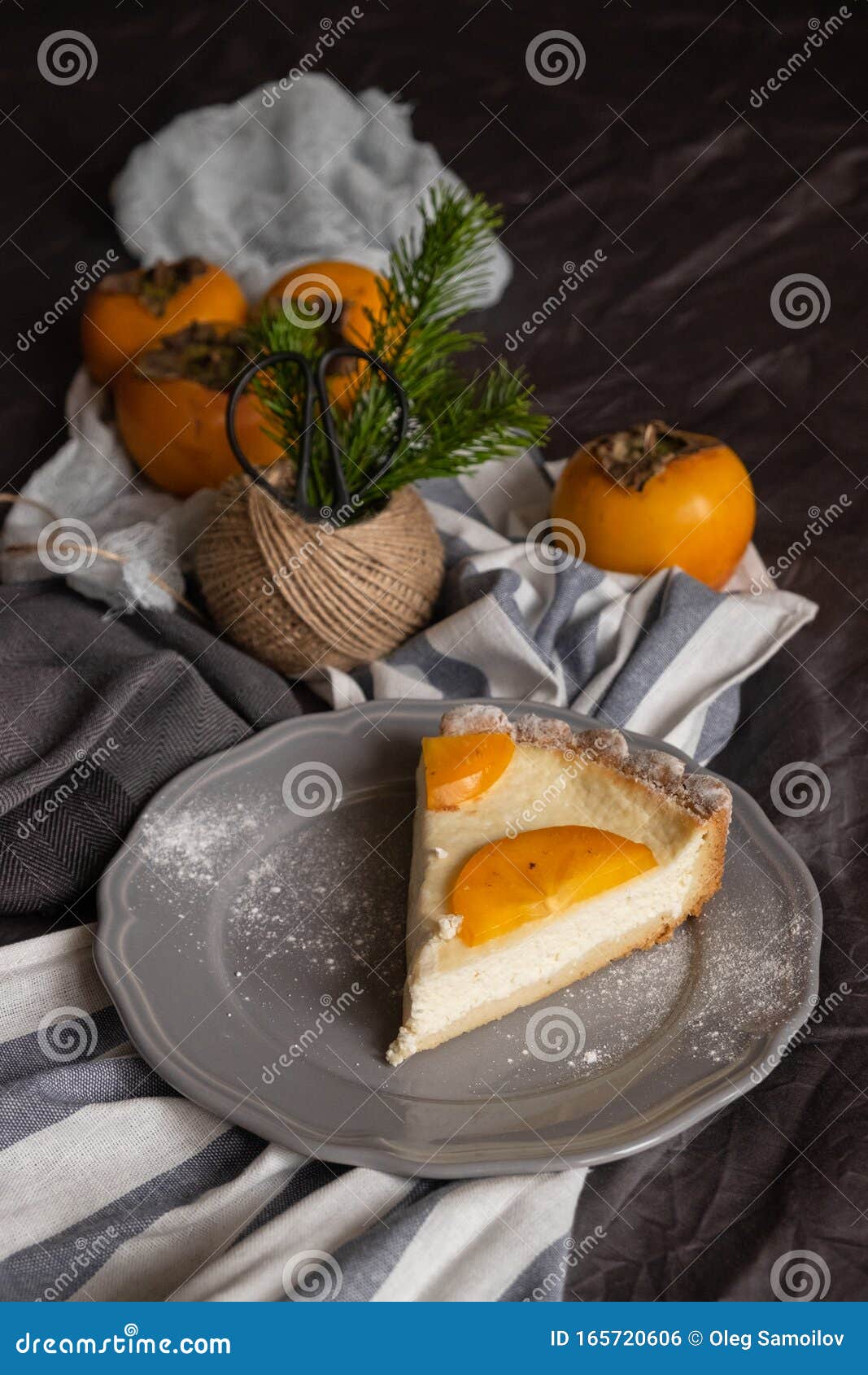 Beautiful Persimmon Cheesecake. Thanksgiving Concept. Stock Photo ...