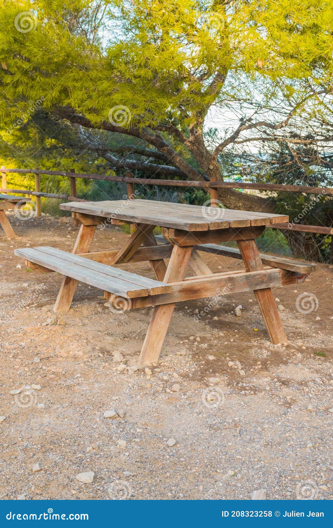 beautiful picnic area. wooden table