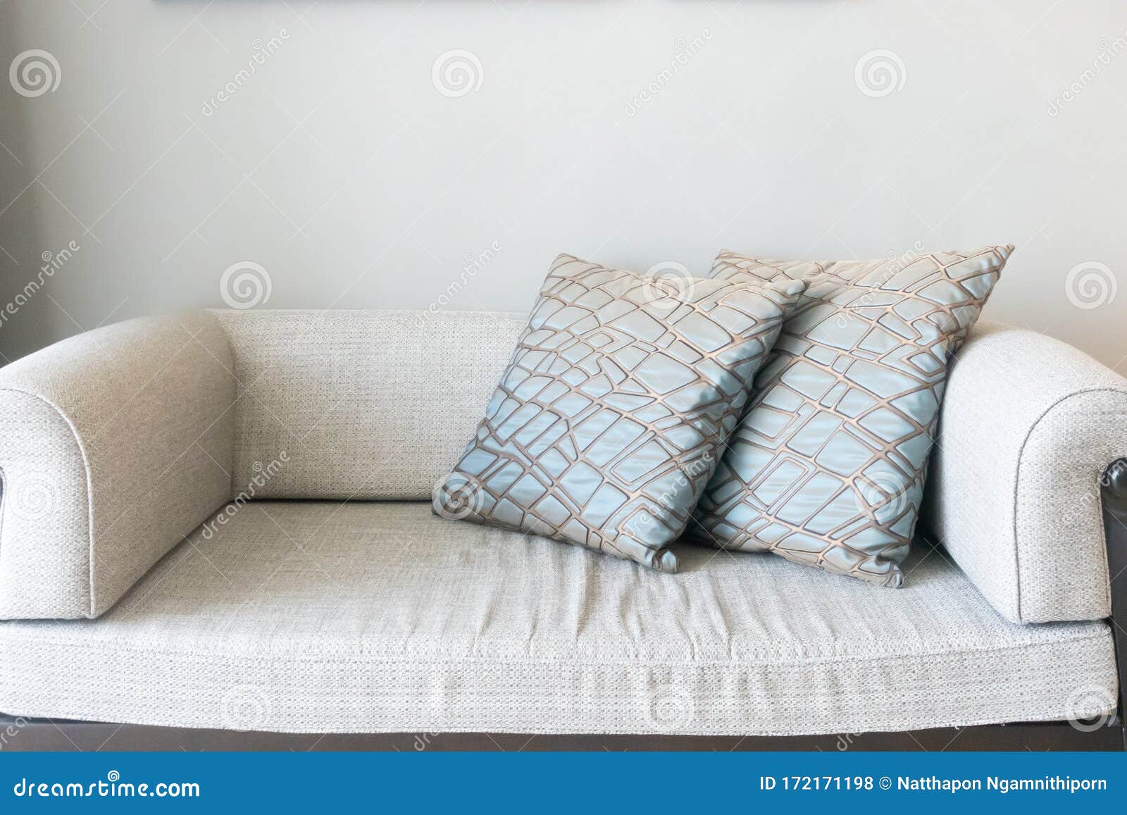 Beautiful Pillows Decoration on Sofa in Living Room Stock Photo Image