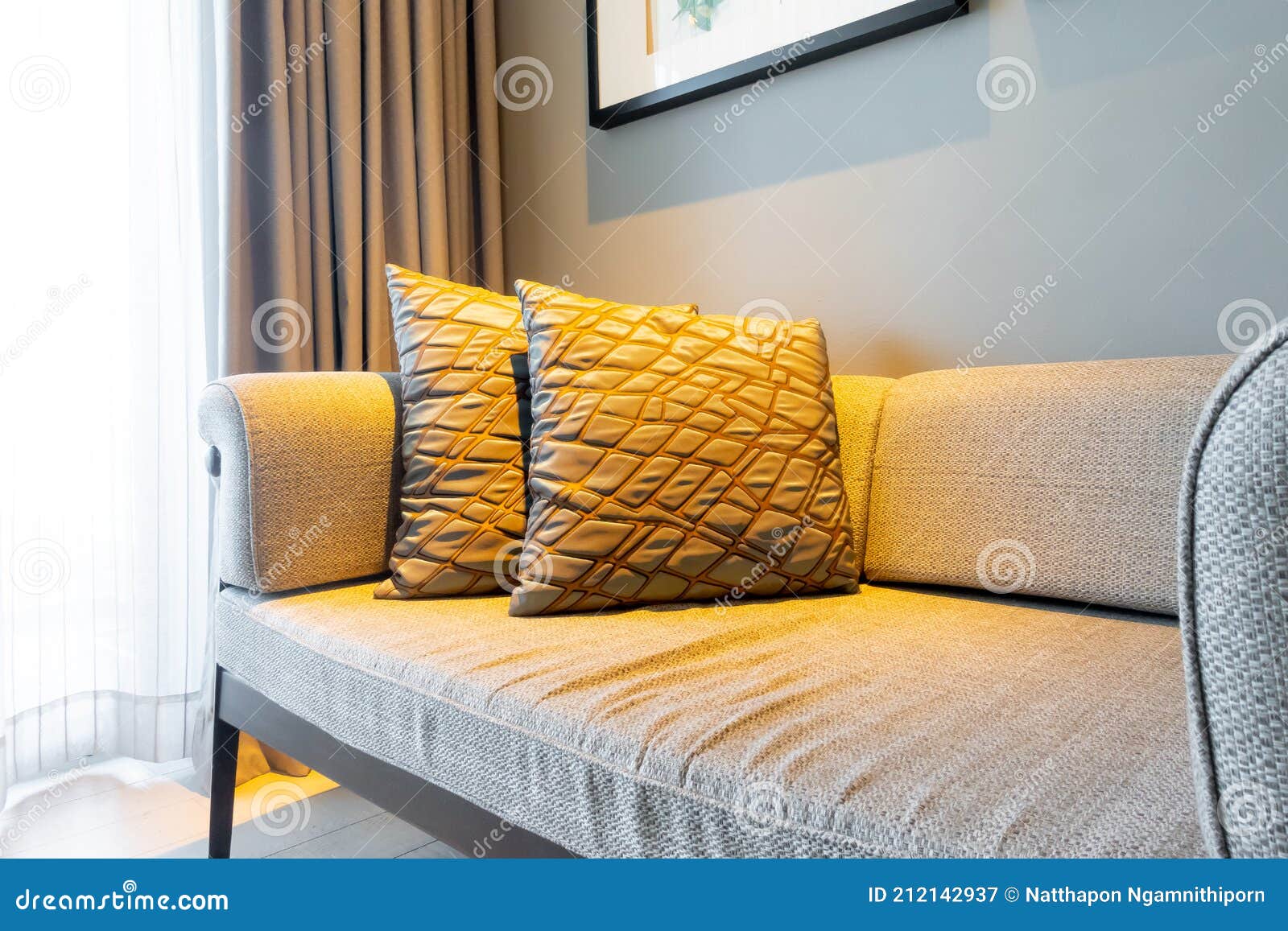 Beautiful Pillows Decoration on Sofa in Living Room Stock Image Image