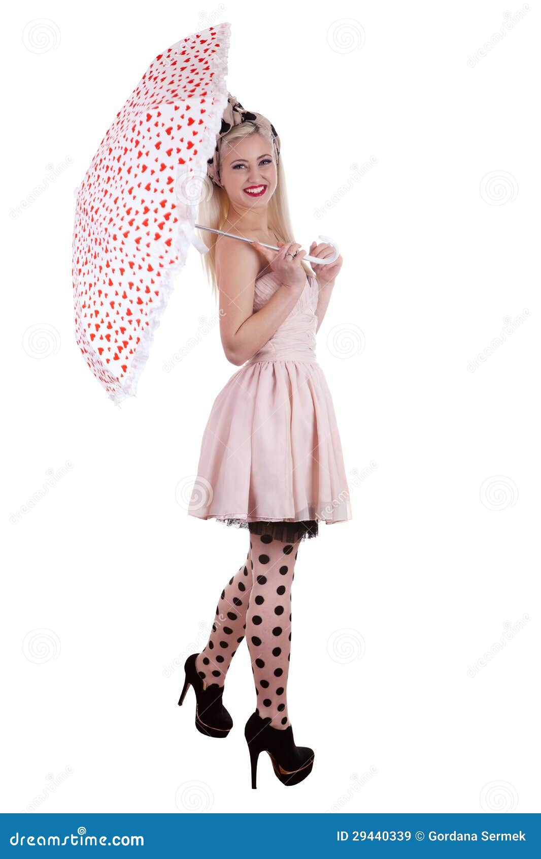 Beautiful Pin-up Girl With Umbrella Stock Image - Image of 