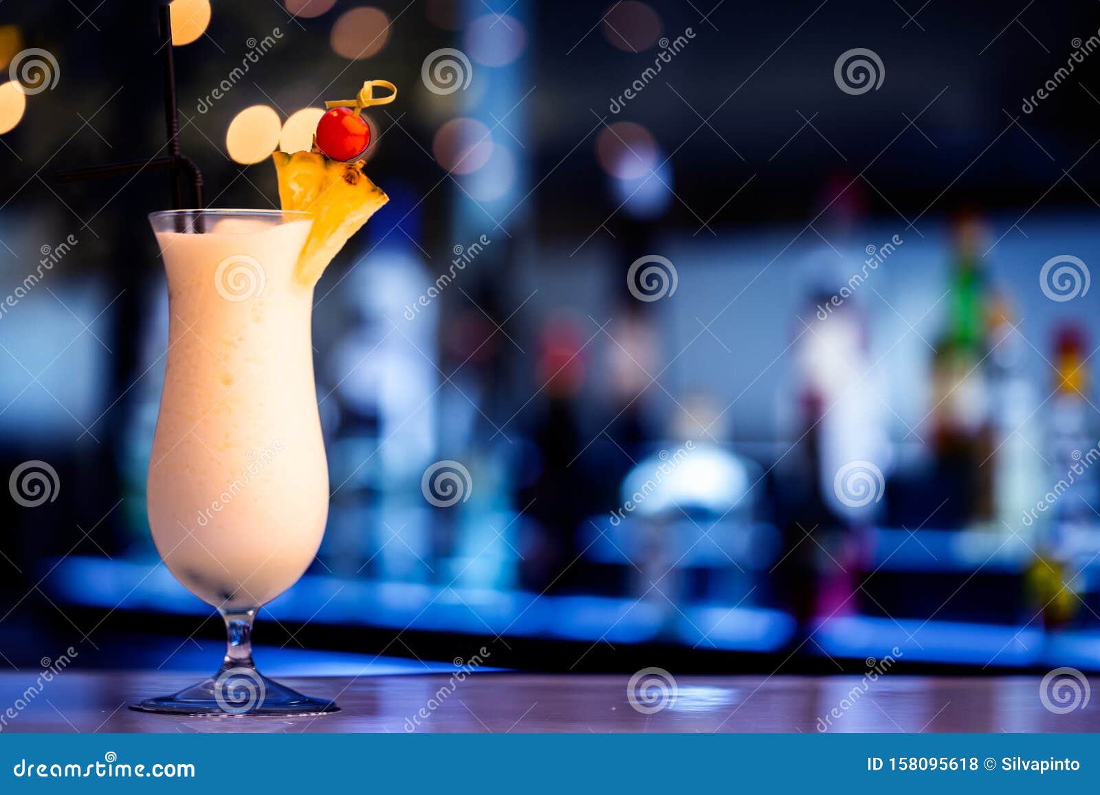 Beautiful Pineapple Cocktail on the Bar Counter Stock Photo Image of fruit, liquid 158095618