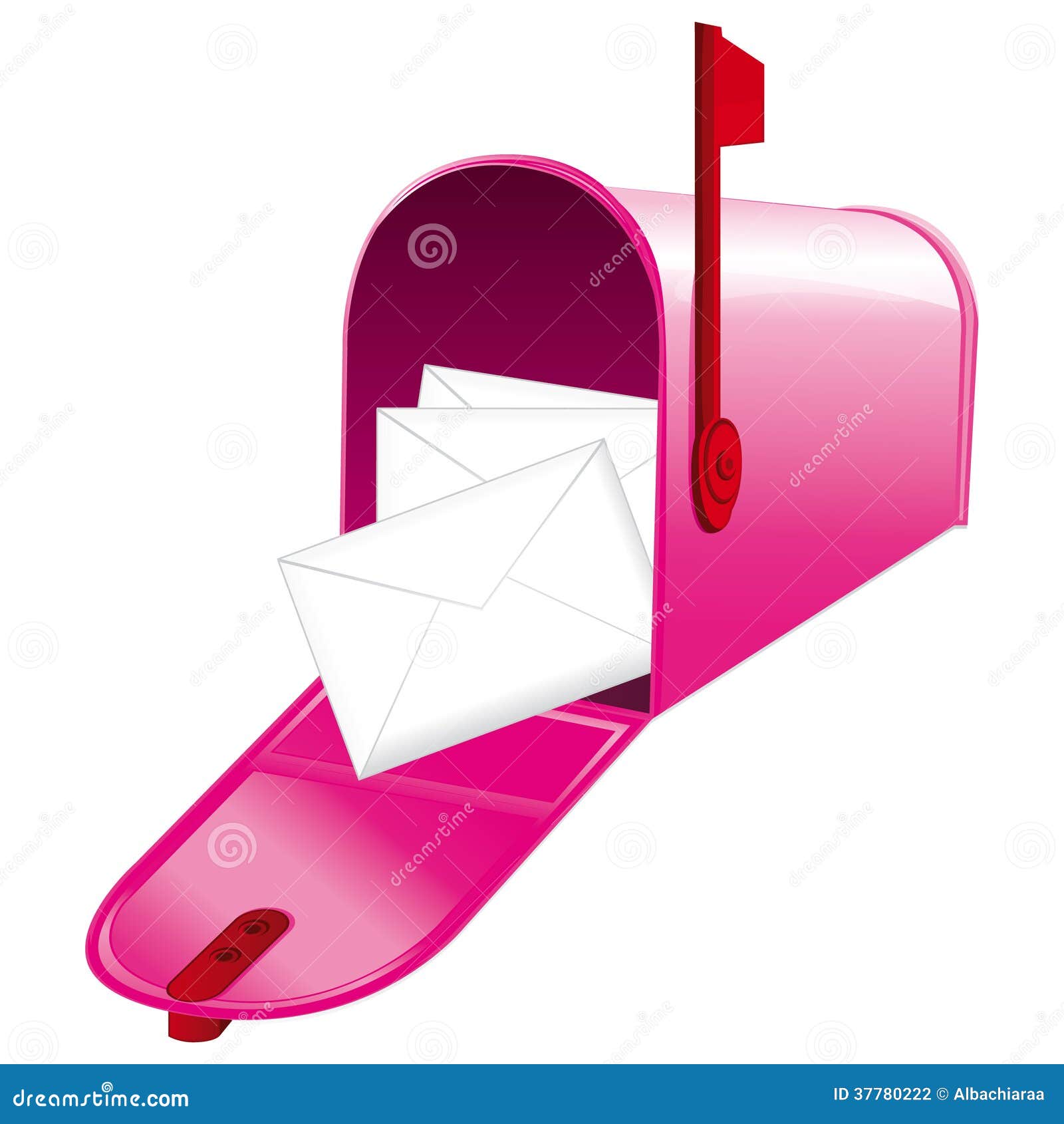 Beautiful Pink Metallic Opened Mailbox Stock Vector Illustration of