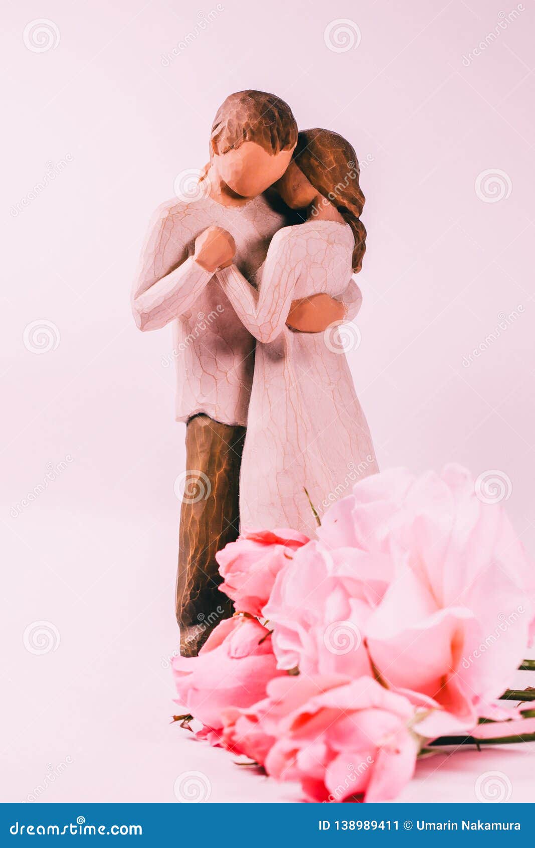 Beautiful Pink Rose and Couple Doll for Valentine`s Day,Love ...