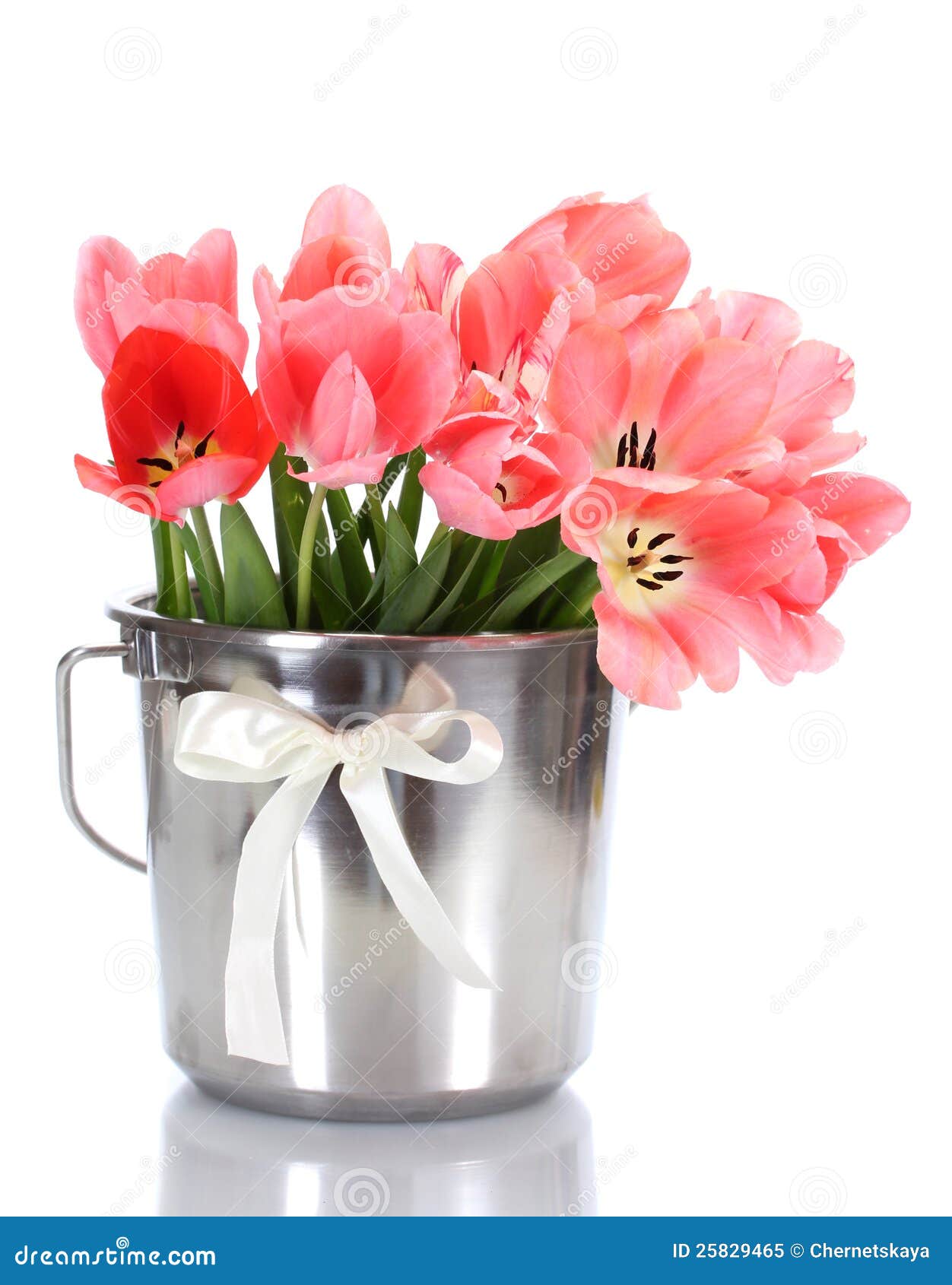 Beautiful Pink Tulips In Bucket Stock Image - Image of ...