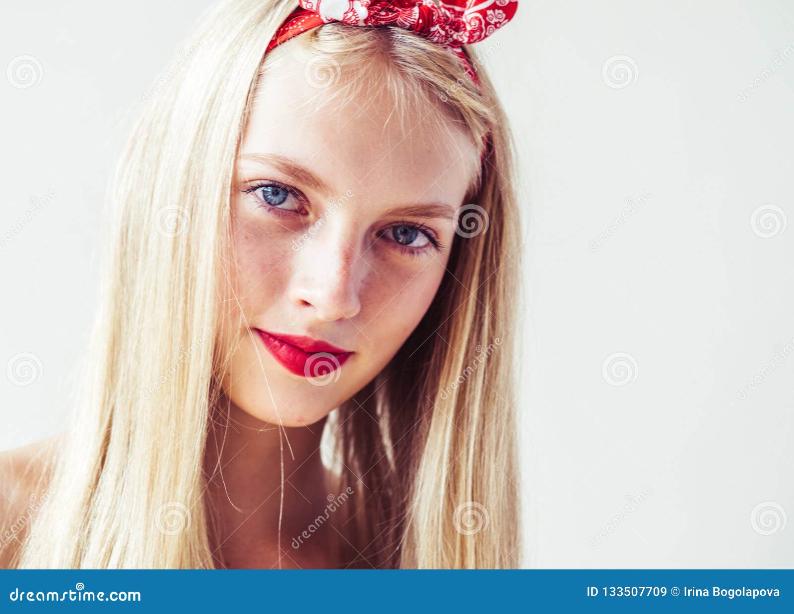 Beautiful Pinup Woman With Long Blonde Hair Natural On White Bac Stock Image Image Of Glamorous Facial 133507709