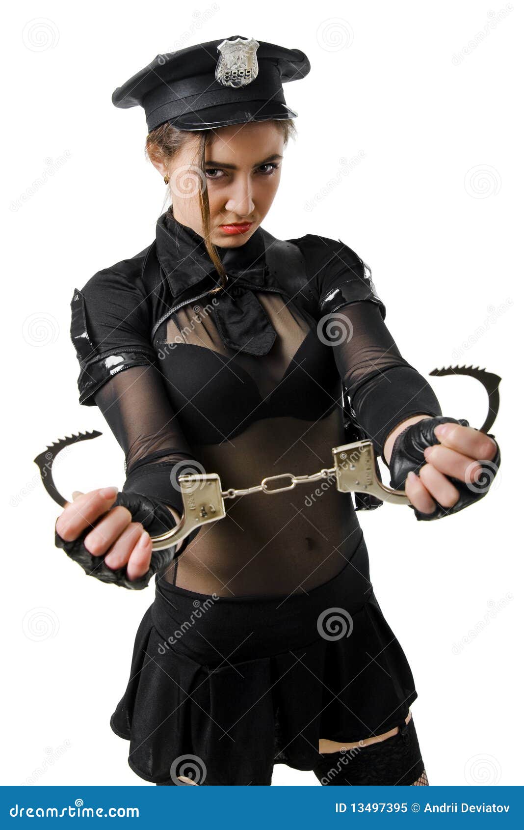Beautiful Policewoman With Handcuffs Stock Image Image