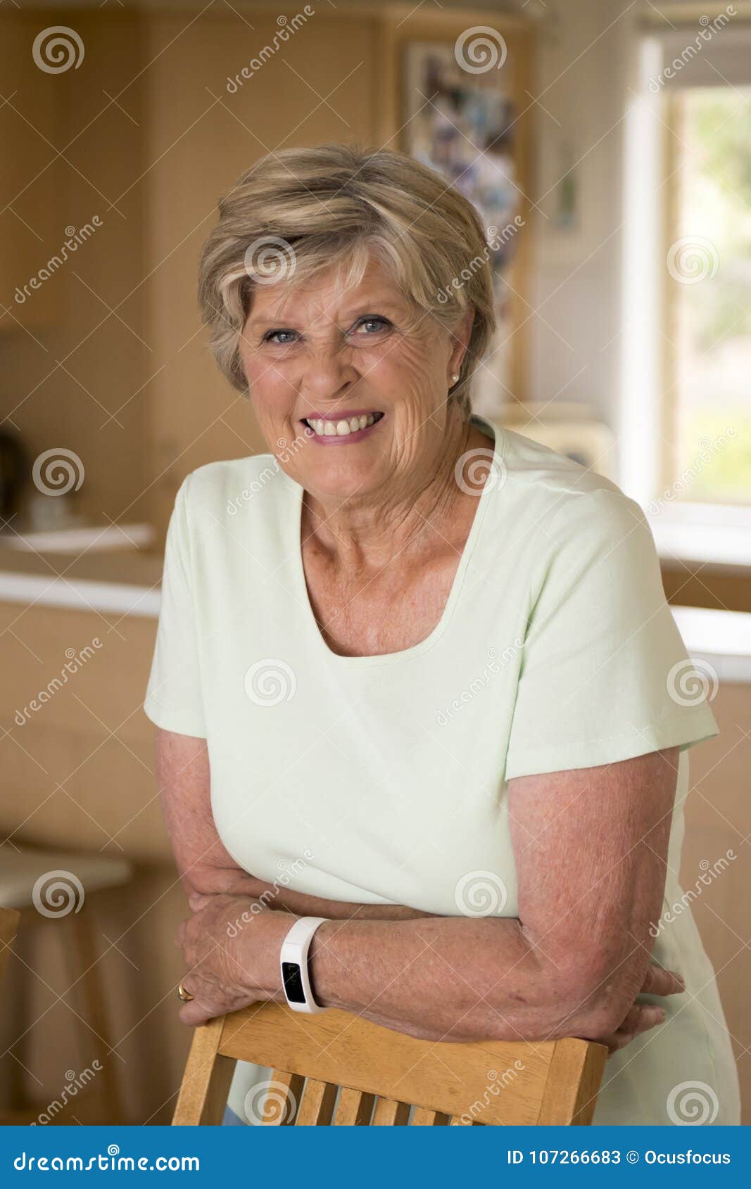 Beautiful Portrait of Pretty and Sweet Senior Mature Woman in Middle Age  Around 70 Years Old Smiling Happy and Friendly at Home Stock Image - Image  of camera, people: 107266683