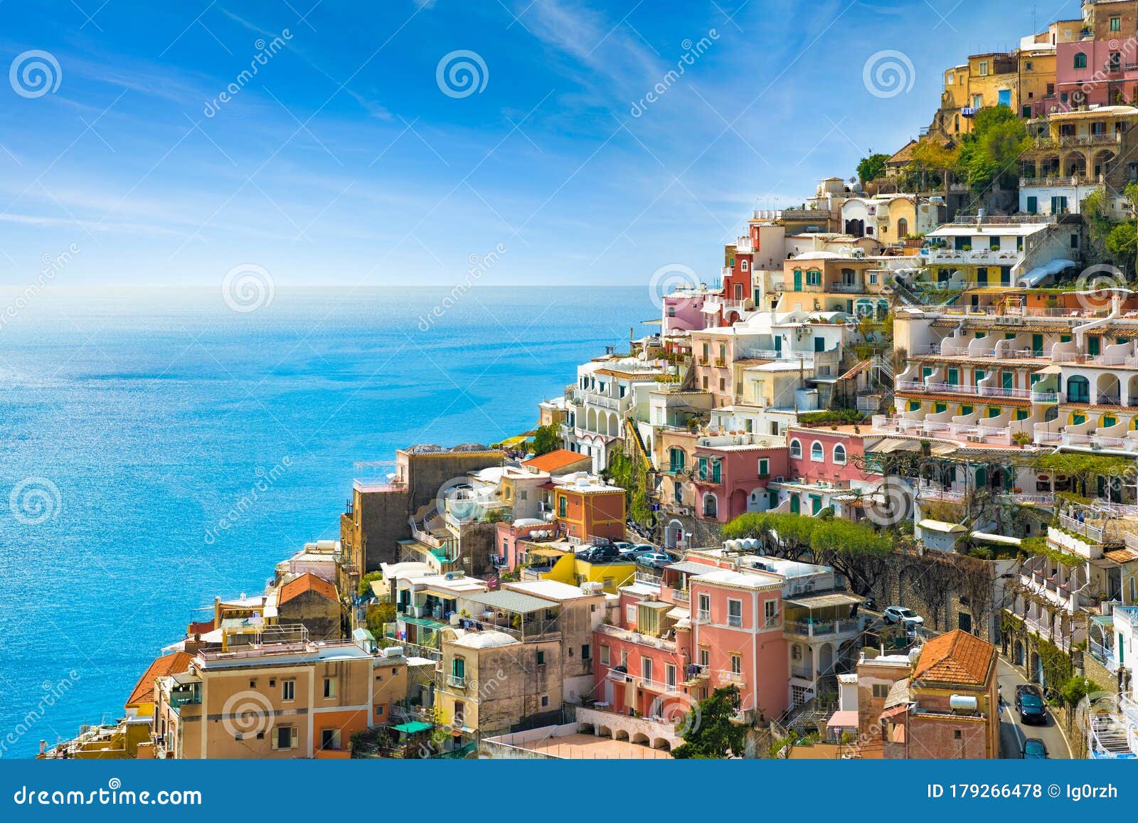 Beautiful Positano with Colorful Architecture on Hills Leading Down To ...