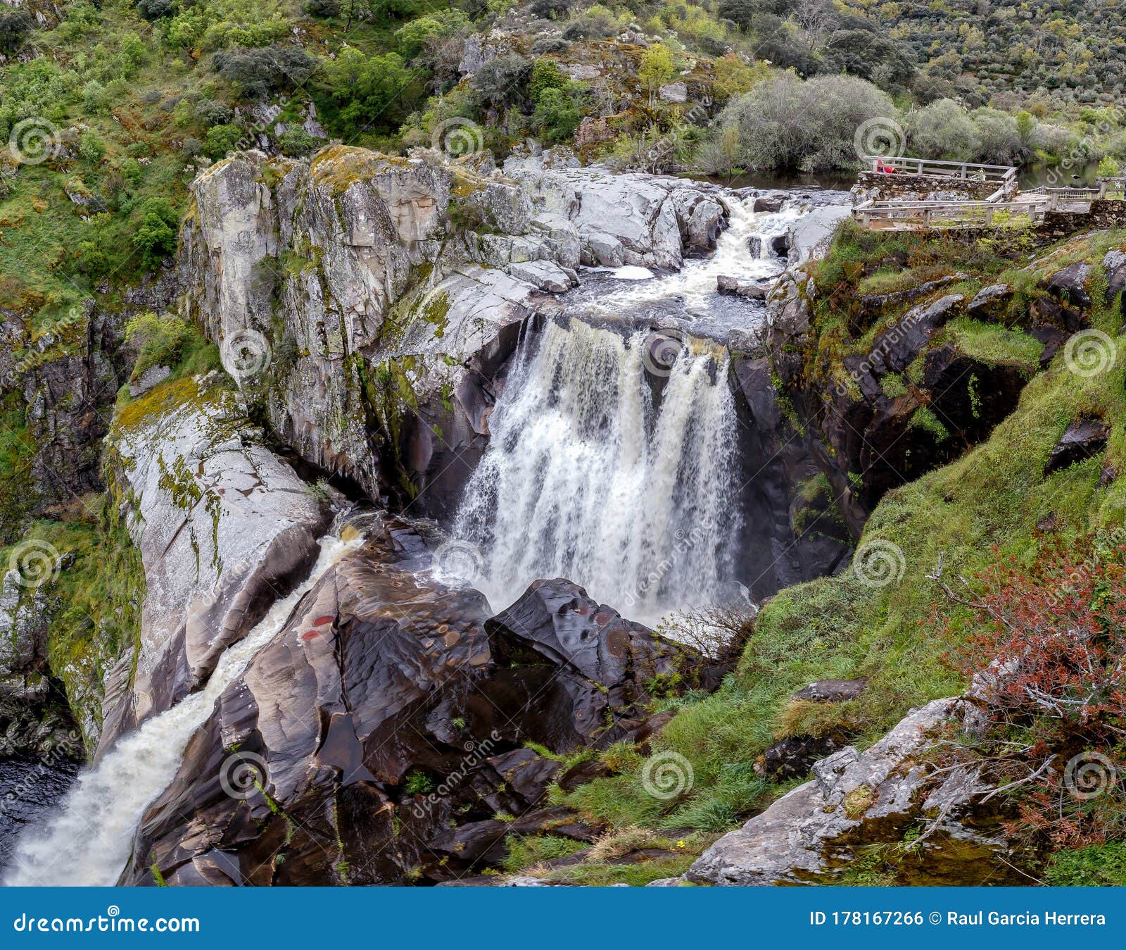 beautiful pozo de los humos smoke pit waterfall in spain