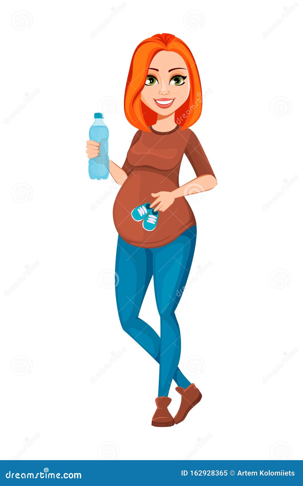 Beautiful Pregnant Woman Cartoon Character Stock Vector - Illustration ...